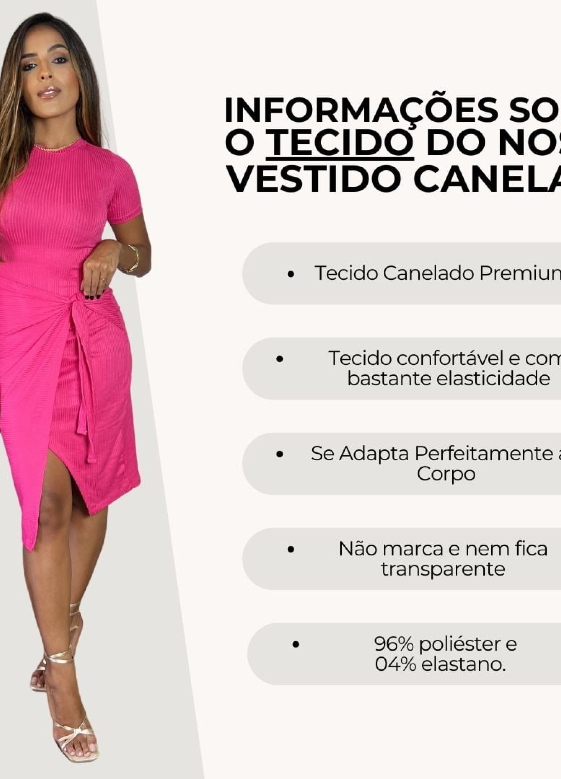 VESTIDO CANELADO COM TRESPASSE MANGA CURTA