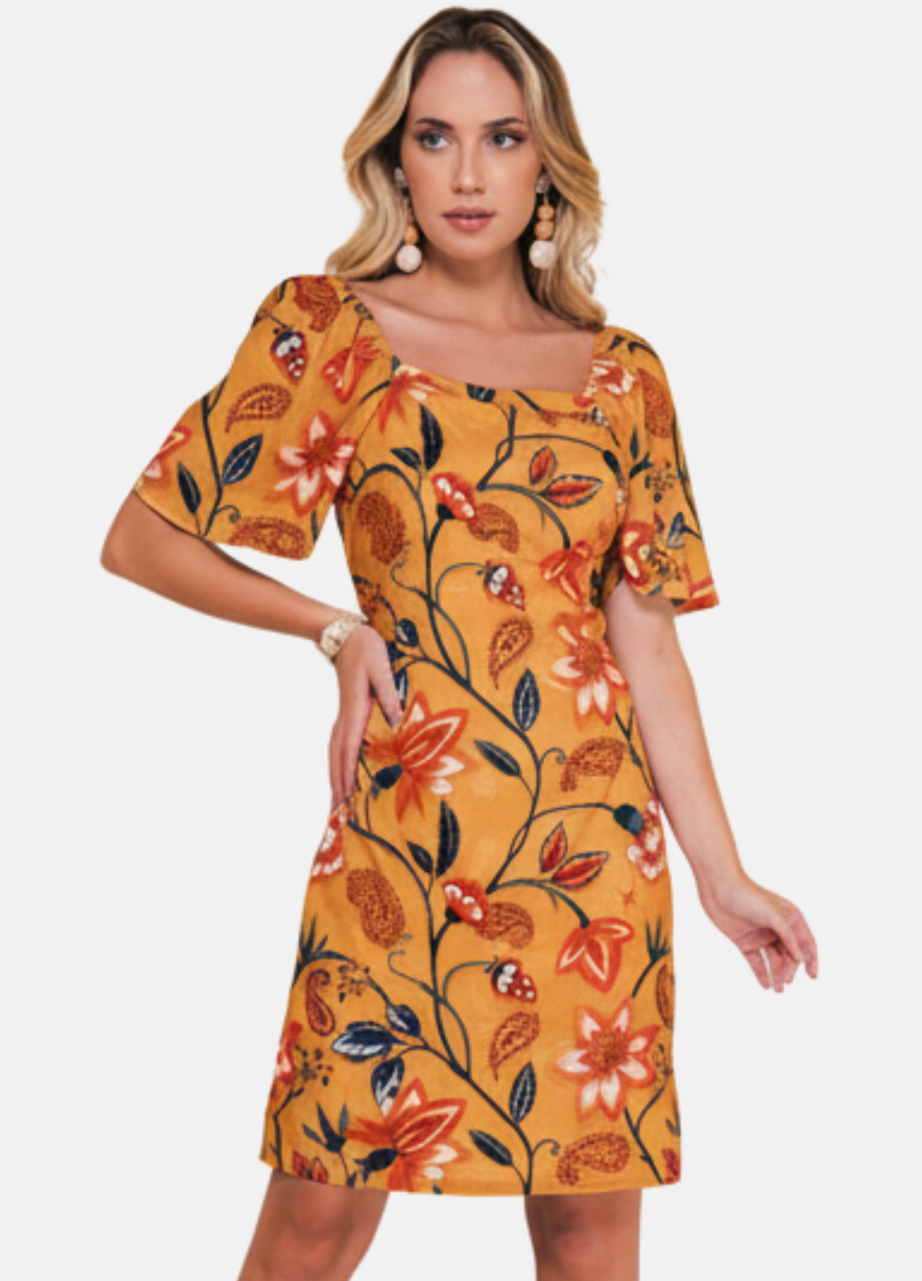 VESTIDO CURTO C/MANGA GODE