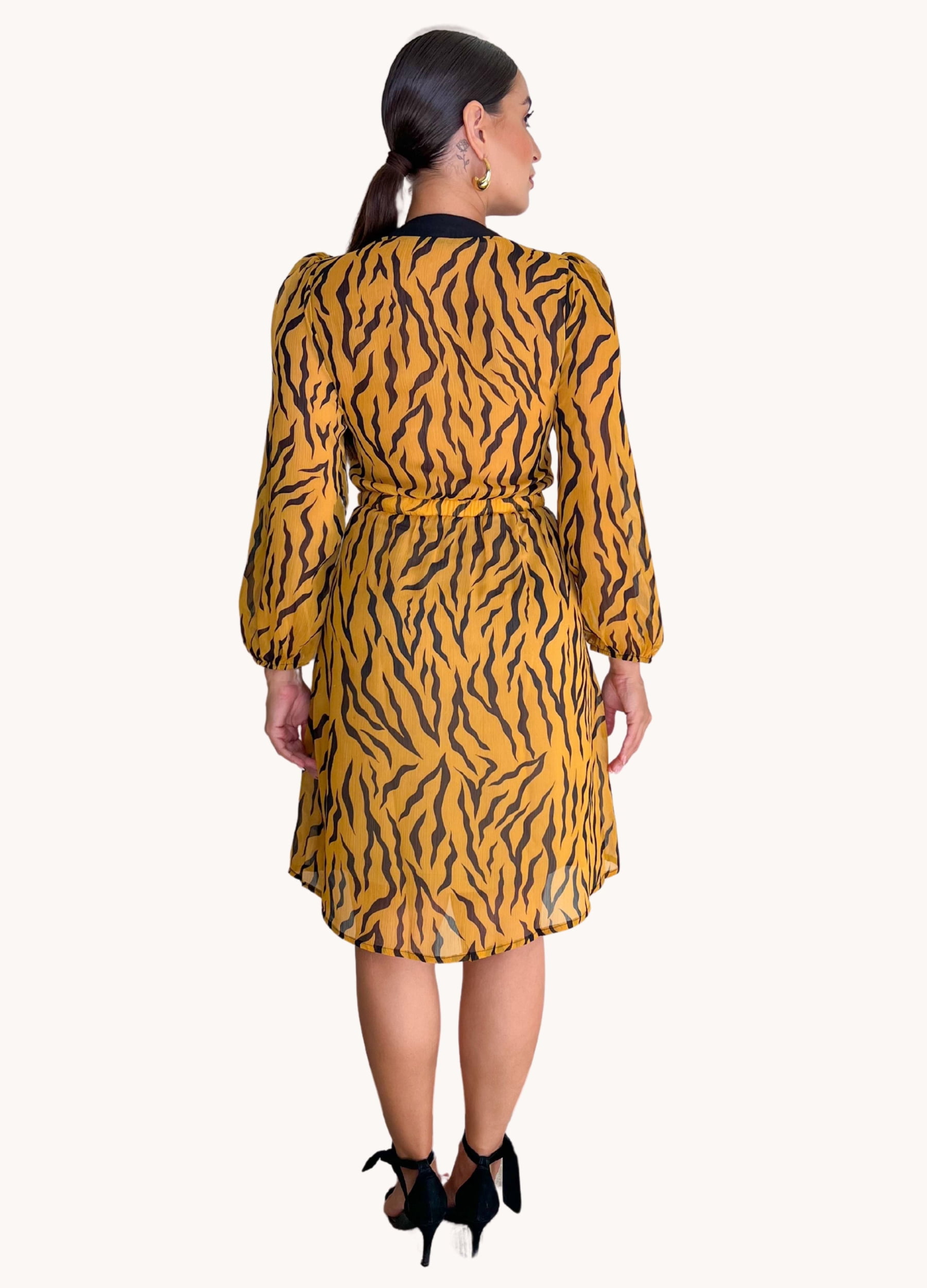 VESTIDO CURTO CHIFFON ANIMAL PRINT 