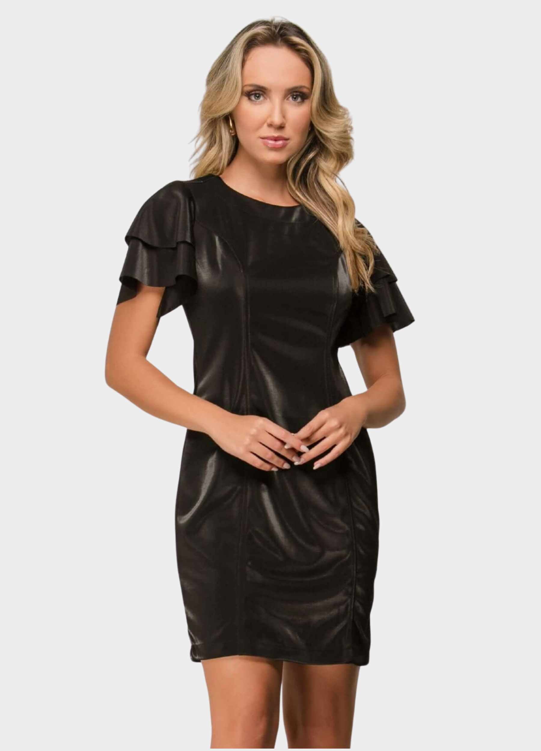 VESTIDO CURTO COM MANGA GODÊ
