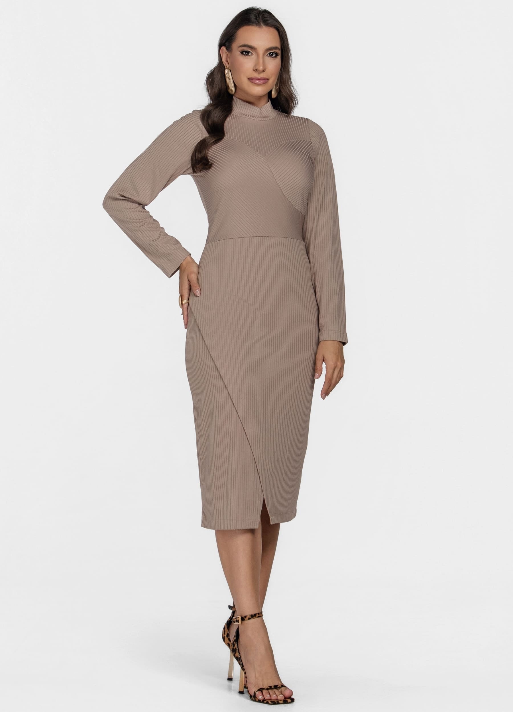 VESTIDO MIDI MALHA CANELADA