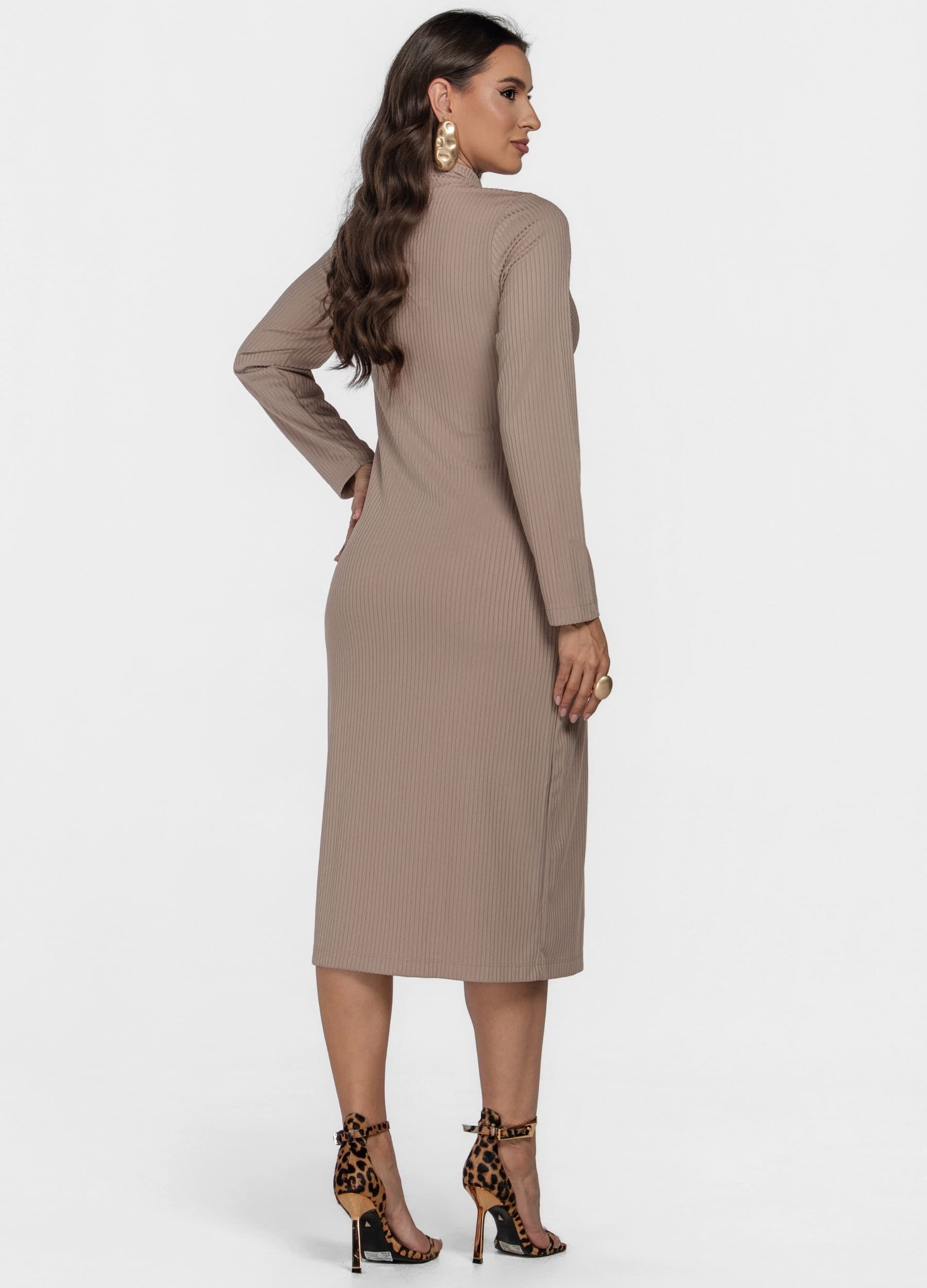 VESTIDO MIDI MALHA CANELADA 