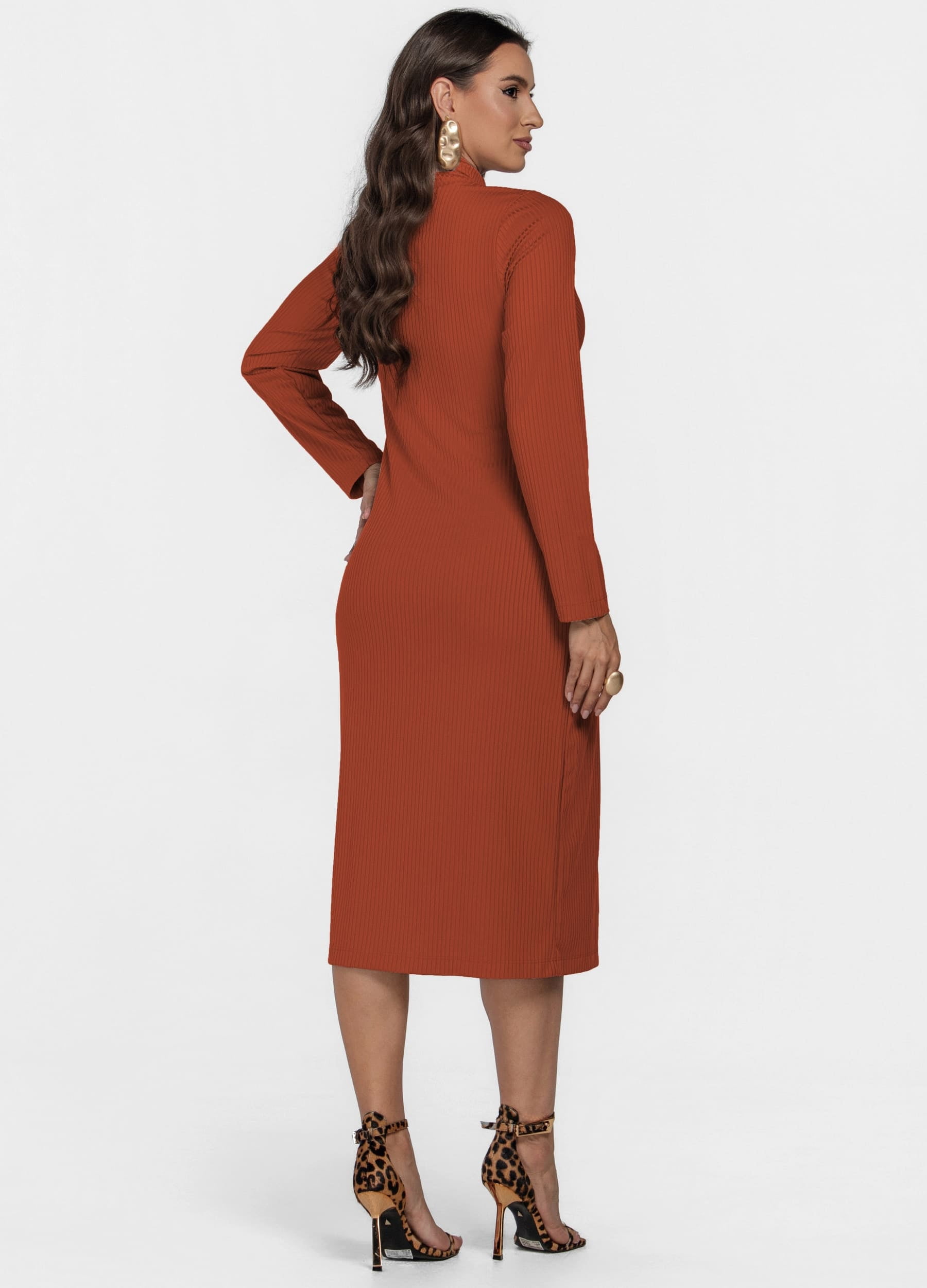 VESTIDO MIDI MALHA CANELADA 