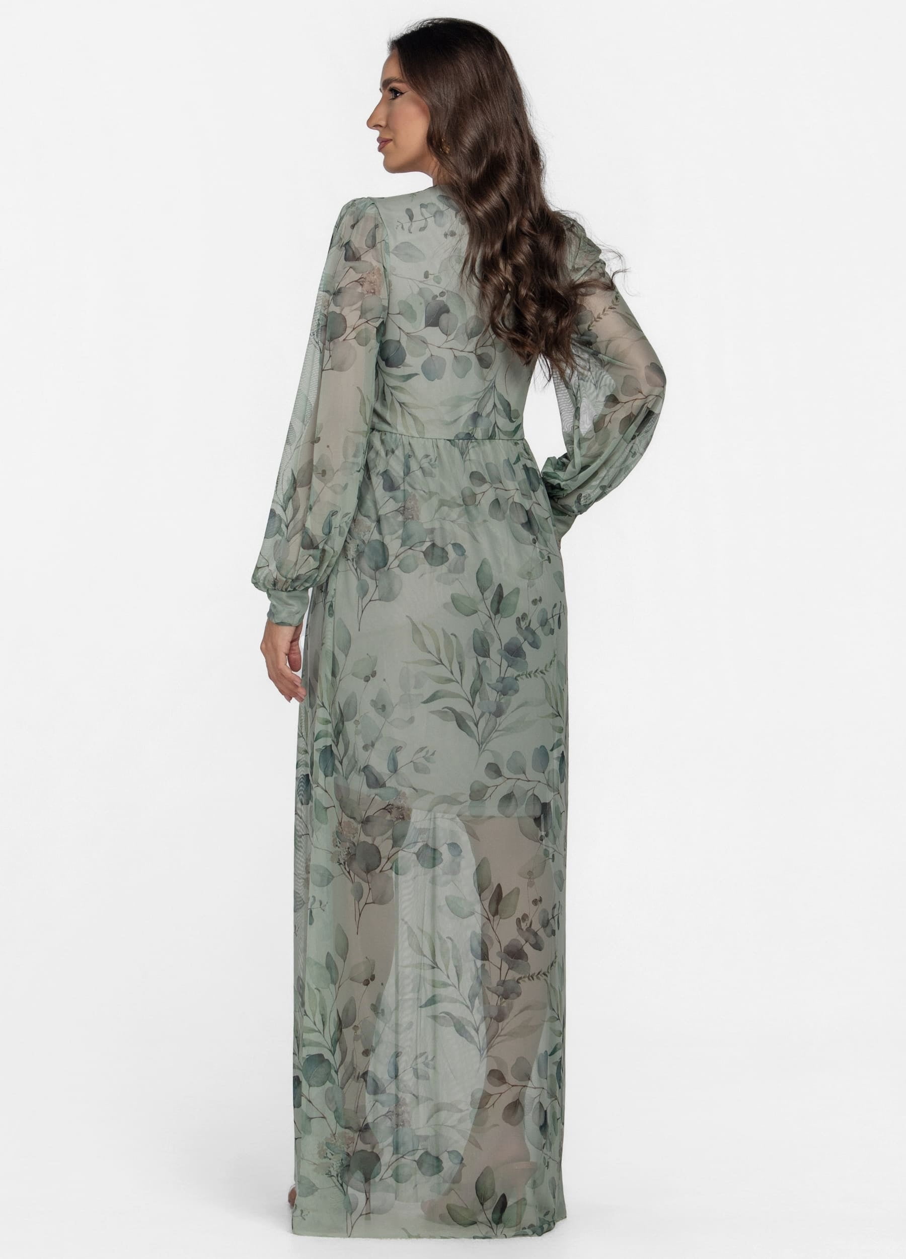 VESTIDO LONGO DE TULE ESTAMPADO 