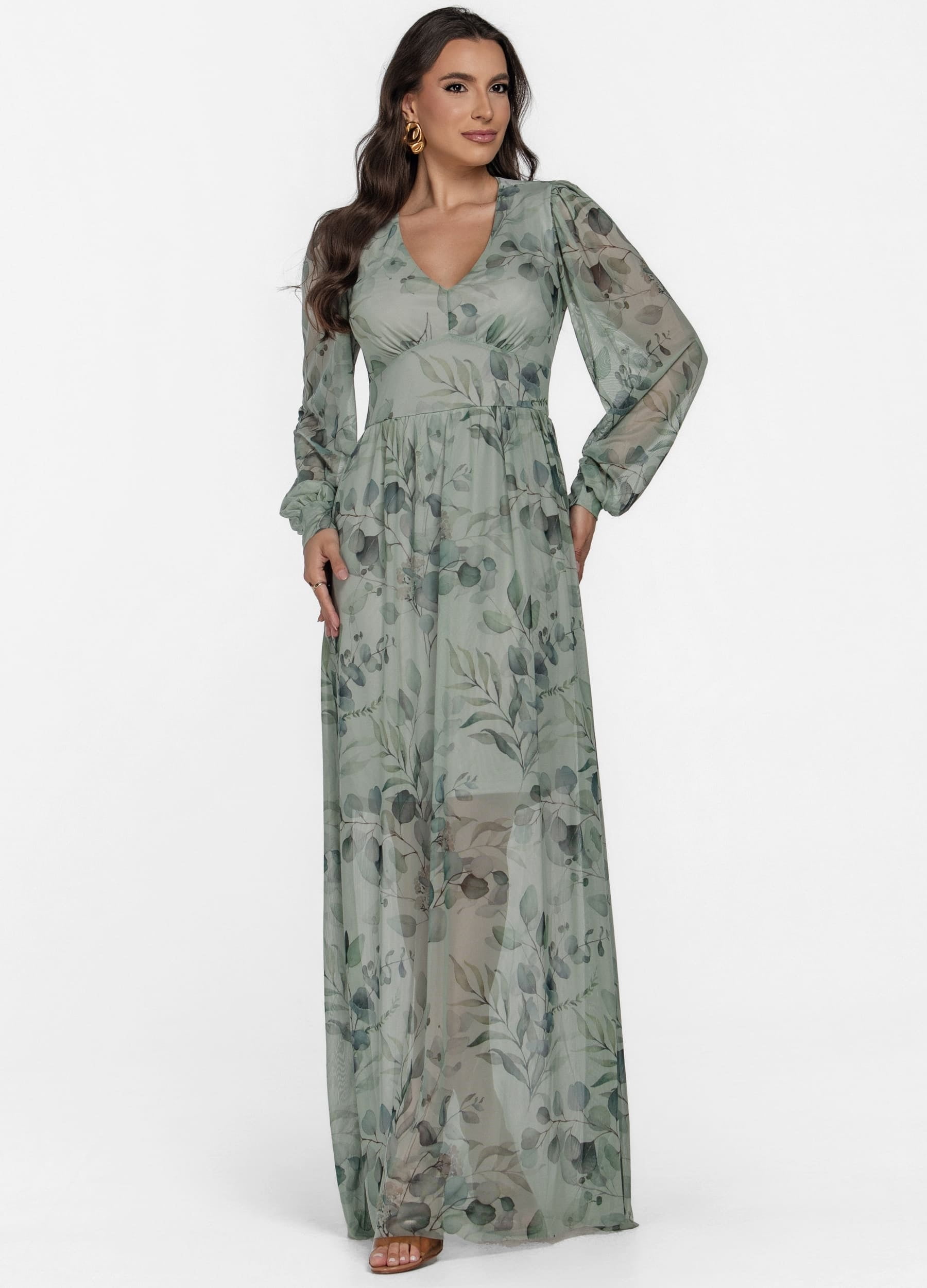 VESTIDO LONGO DE TULE ESTAMPADO 