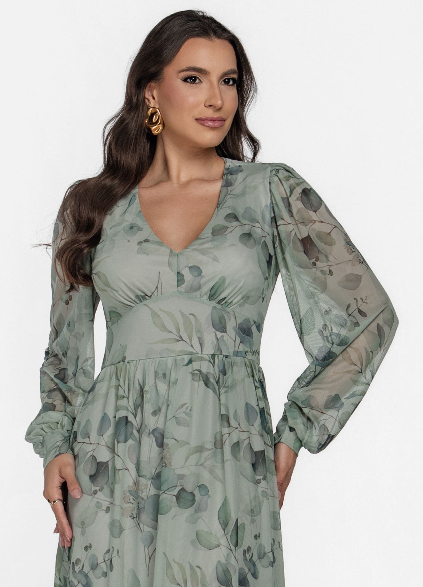 VESTIDO LONGO DE TULE ESTAMPADO 
