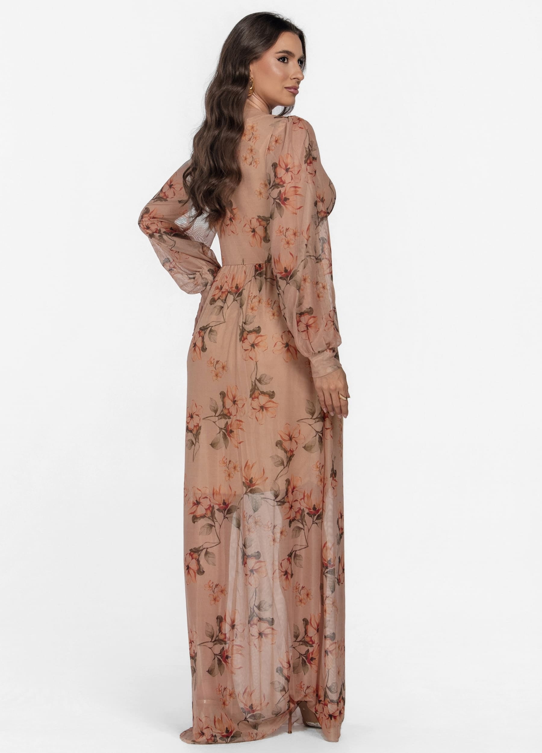VESTIDO LONGO DE TULE ESTAMPADO 
