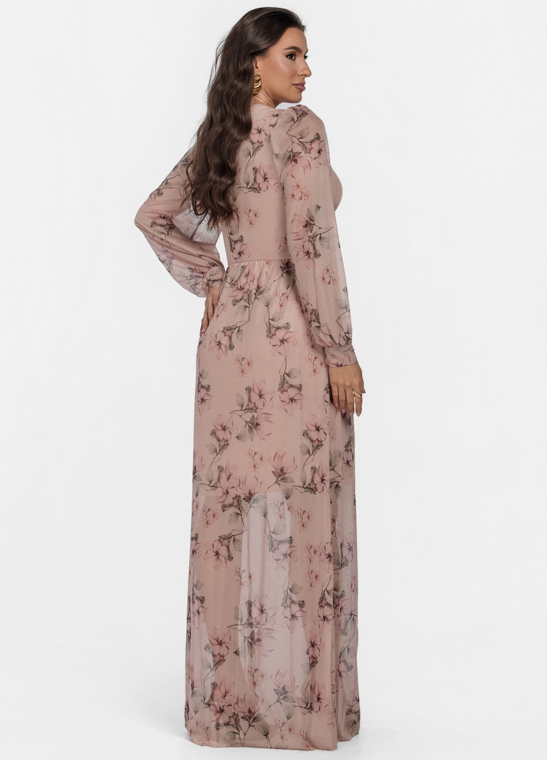 VESTIDO LONGO DE TULE ESTAMPADO 