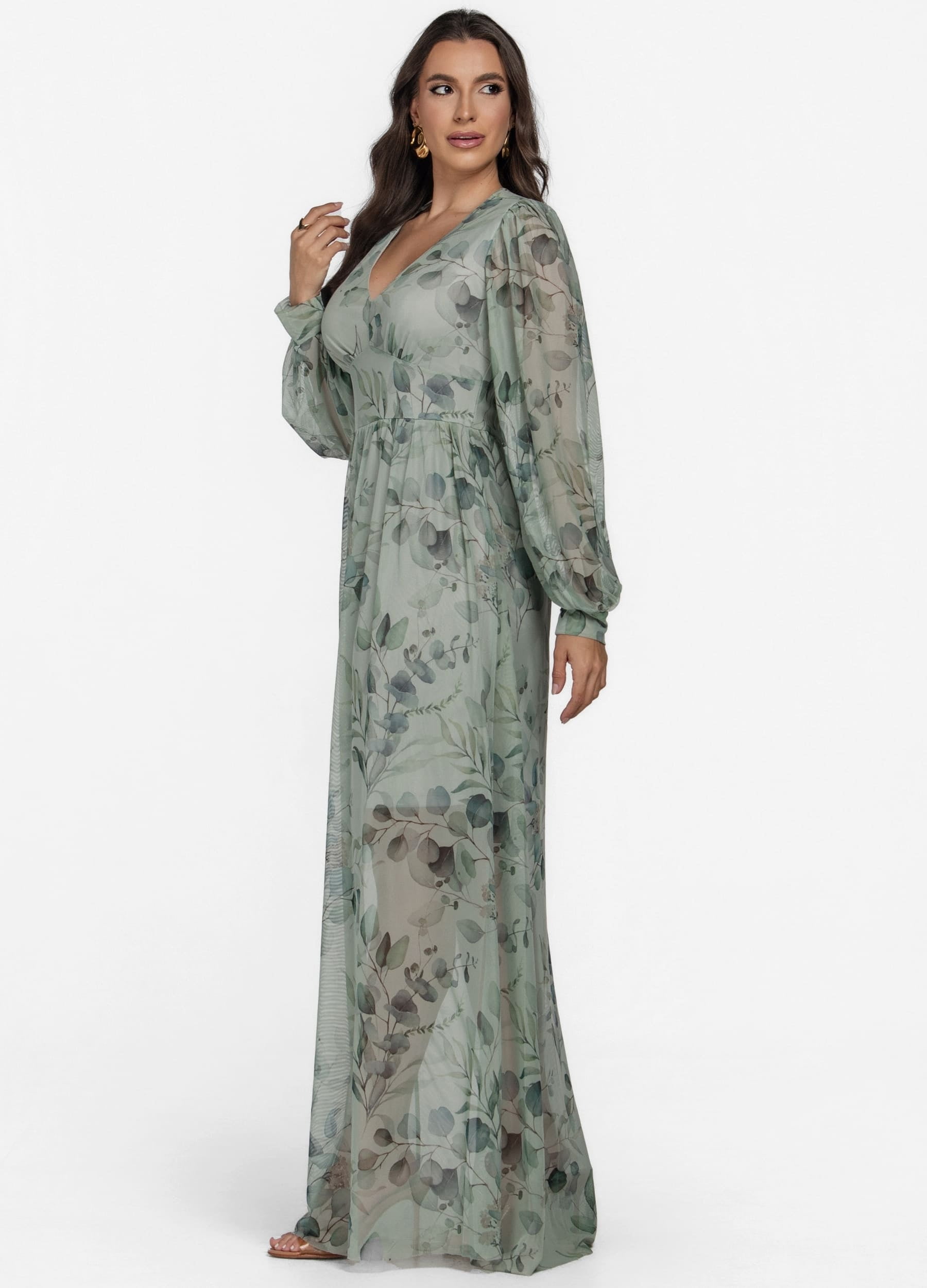 VESTIDO LONGO DE TULE ESTAMPADO 