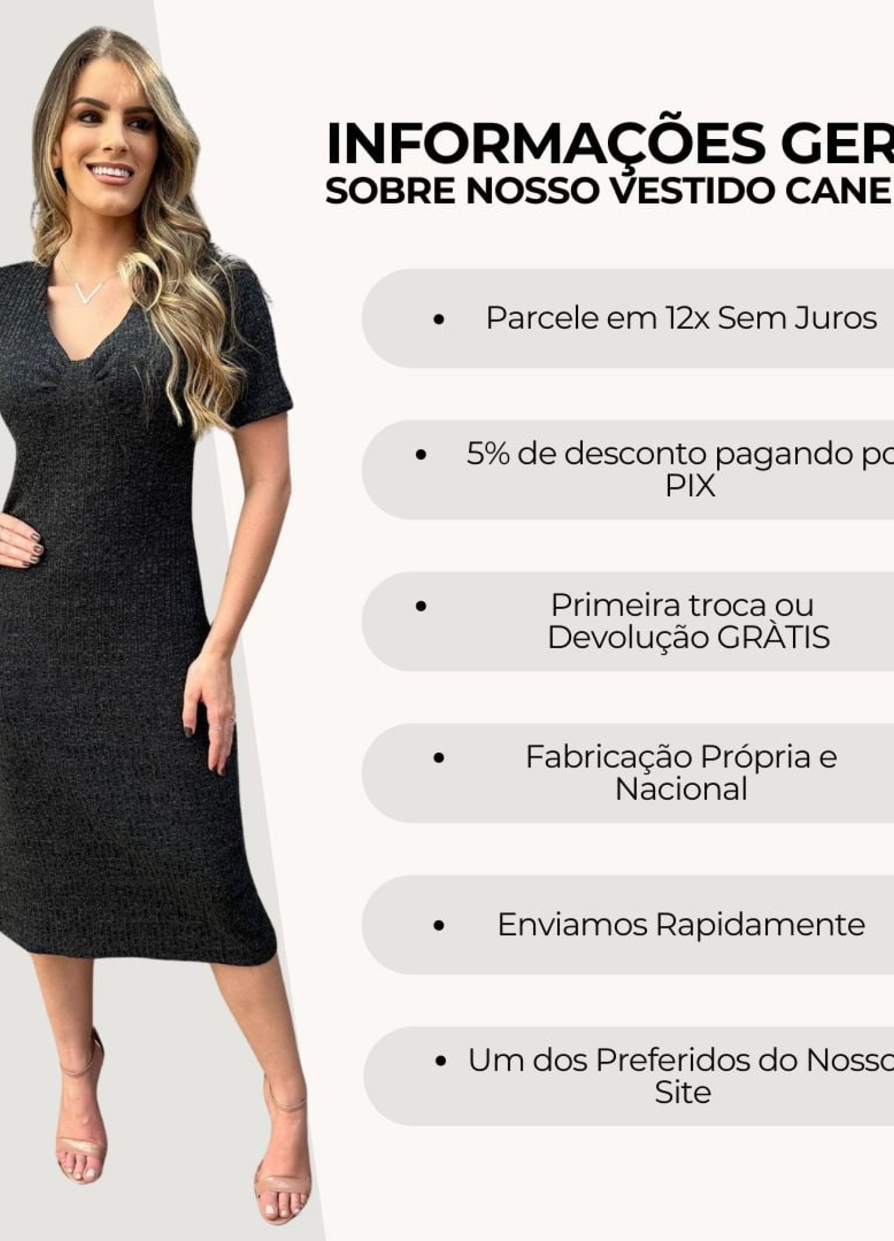 VESTIDO MIDI CANELADO COM FRANZIDO 