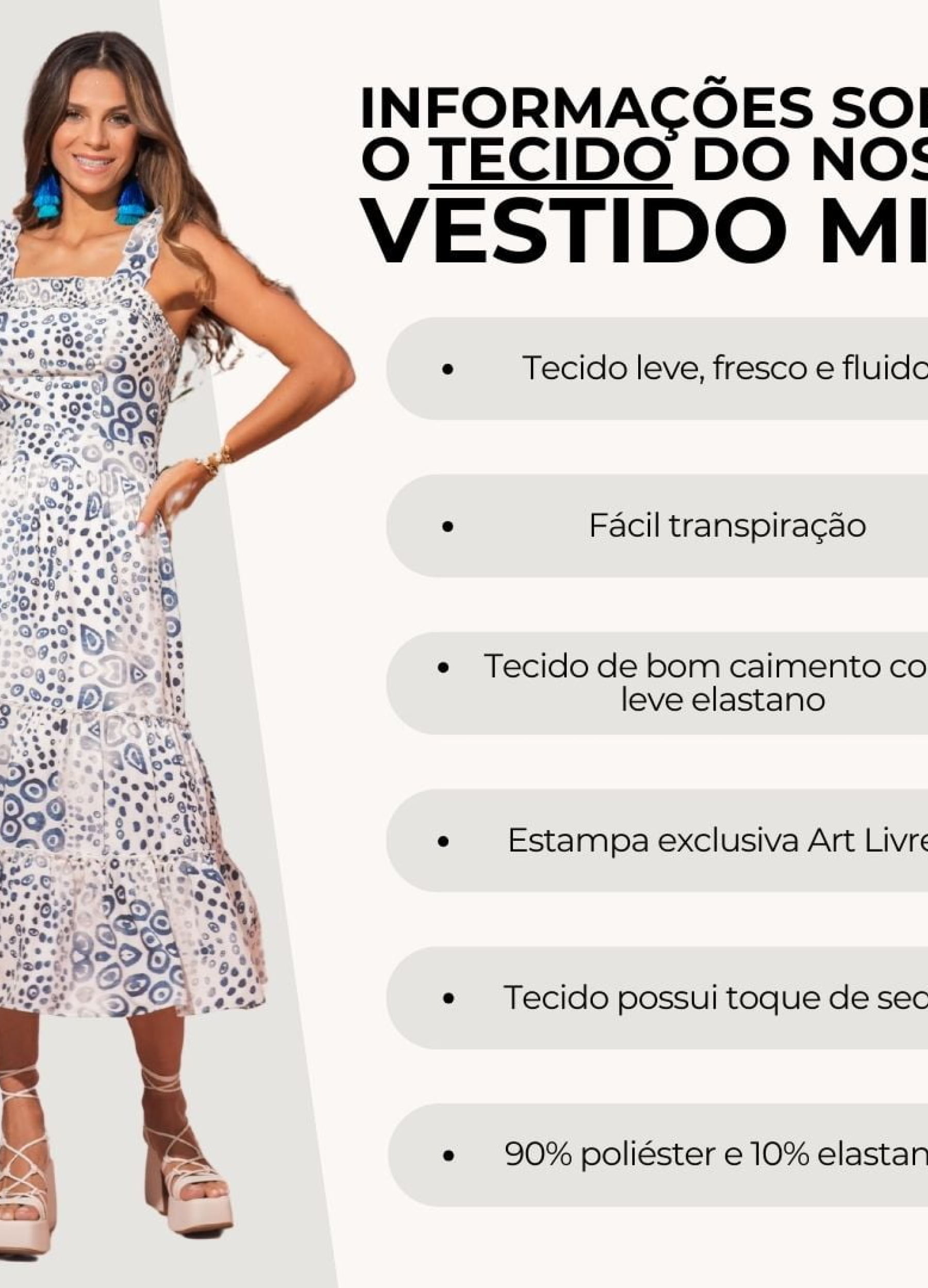 VESTIDO MIDI COM ALÇA FRANZIDA 