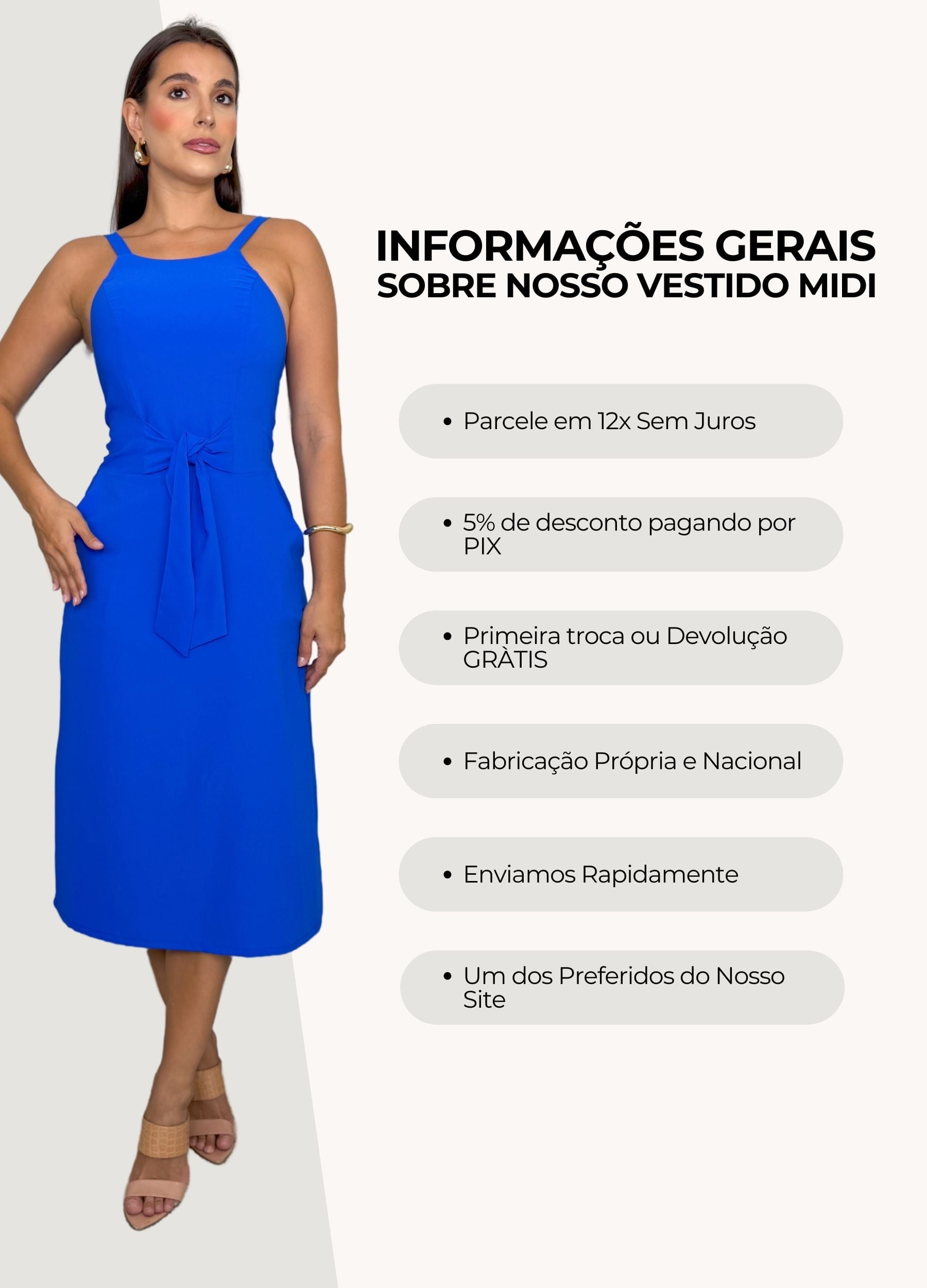 VESTIDO MIDI COM AMARRAÇÃO E BOLSO 