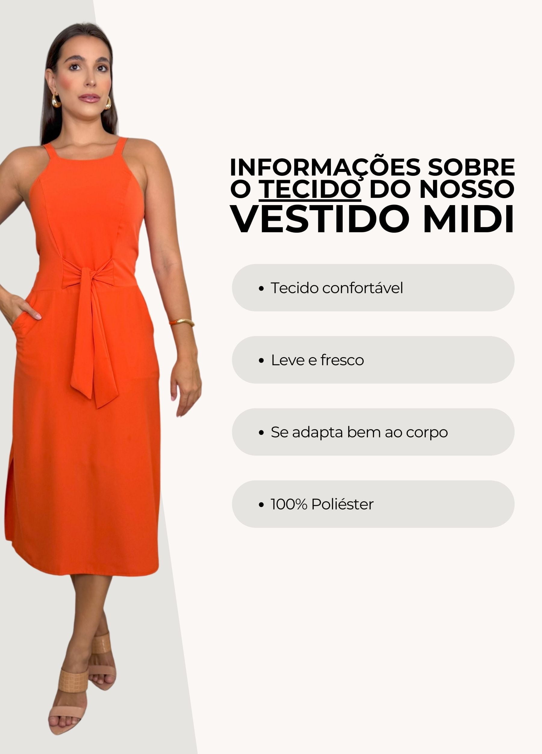 VESTIDO MIDI COM AMARRAÇÃO E BOLSO 