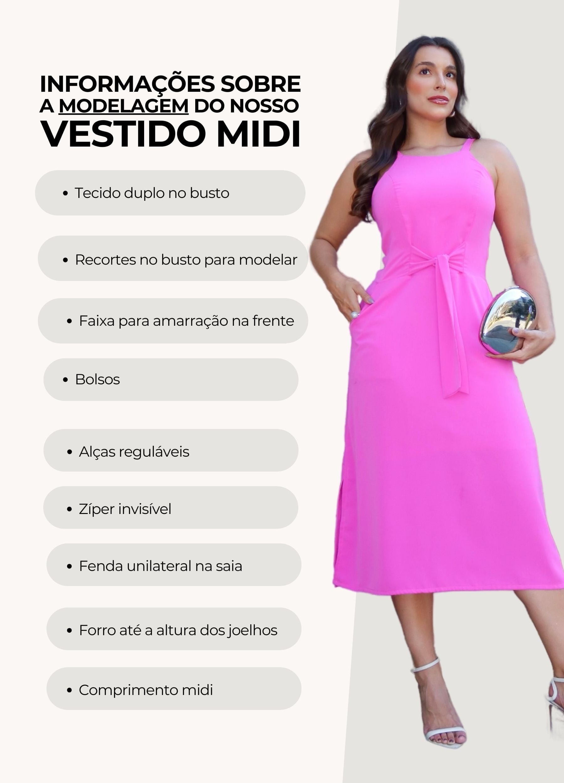 VESTIDO MIDI COM AMARRAÇÃO E BOLSO 