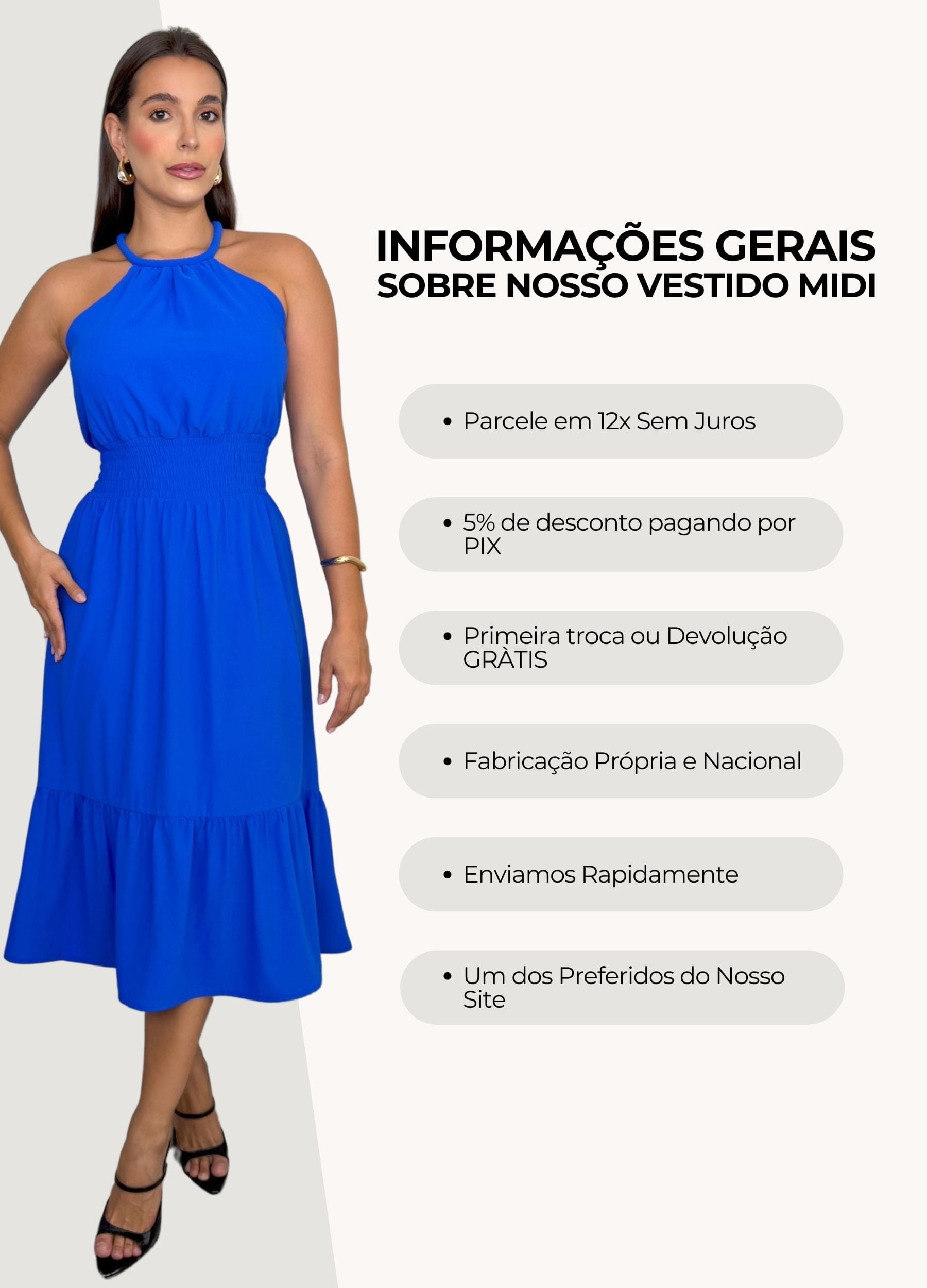 VESTIDO MIDI COM CORDÃO NO DECOTE 