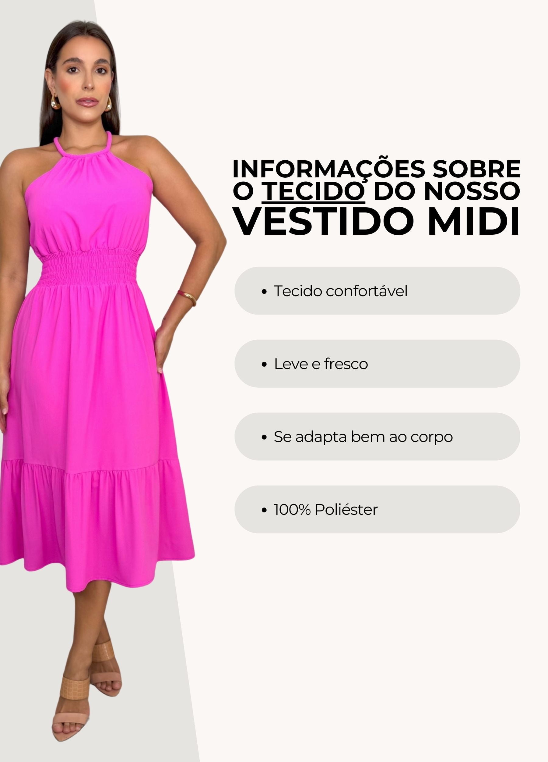 VESTIDO MIDI COM CORDÃO NO DECOTE 