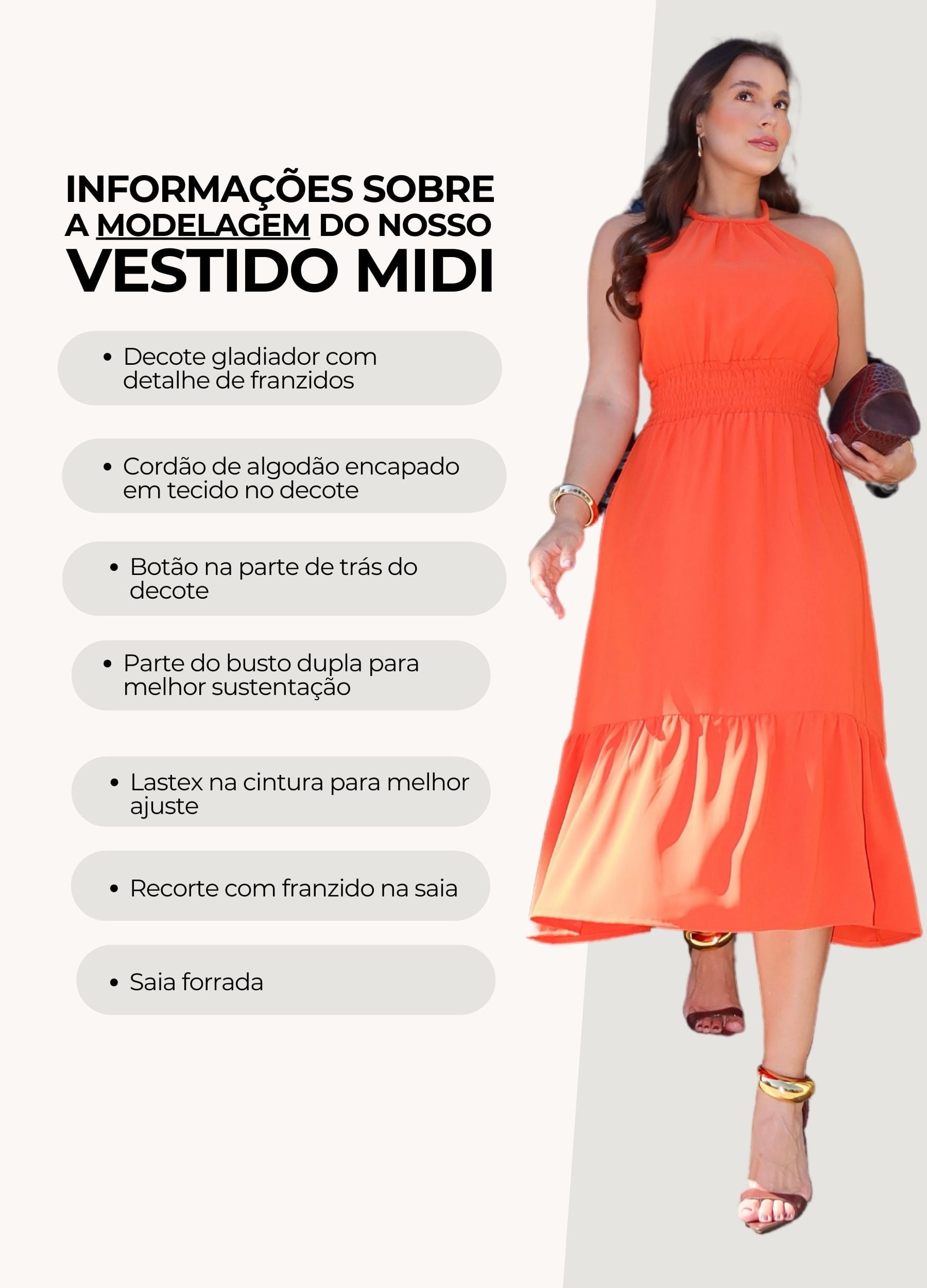 VESTIDO MIDI COM CORDÃO NO DECOTE