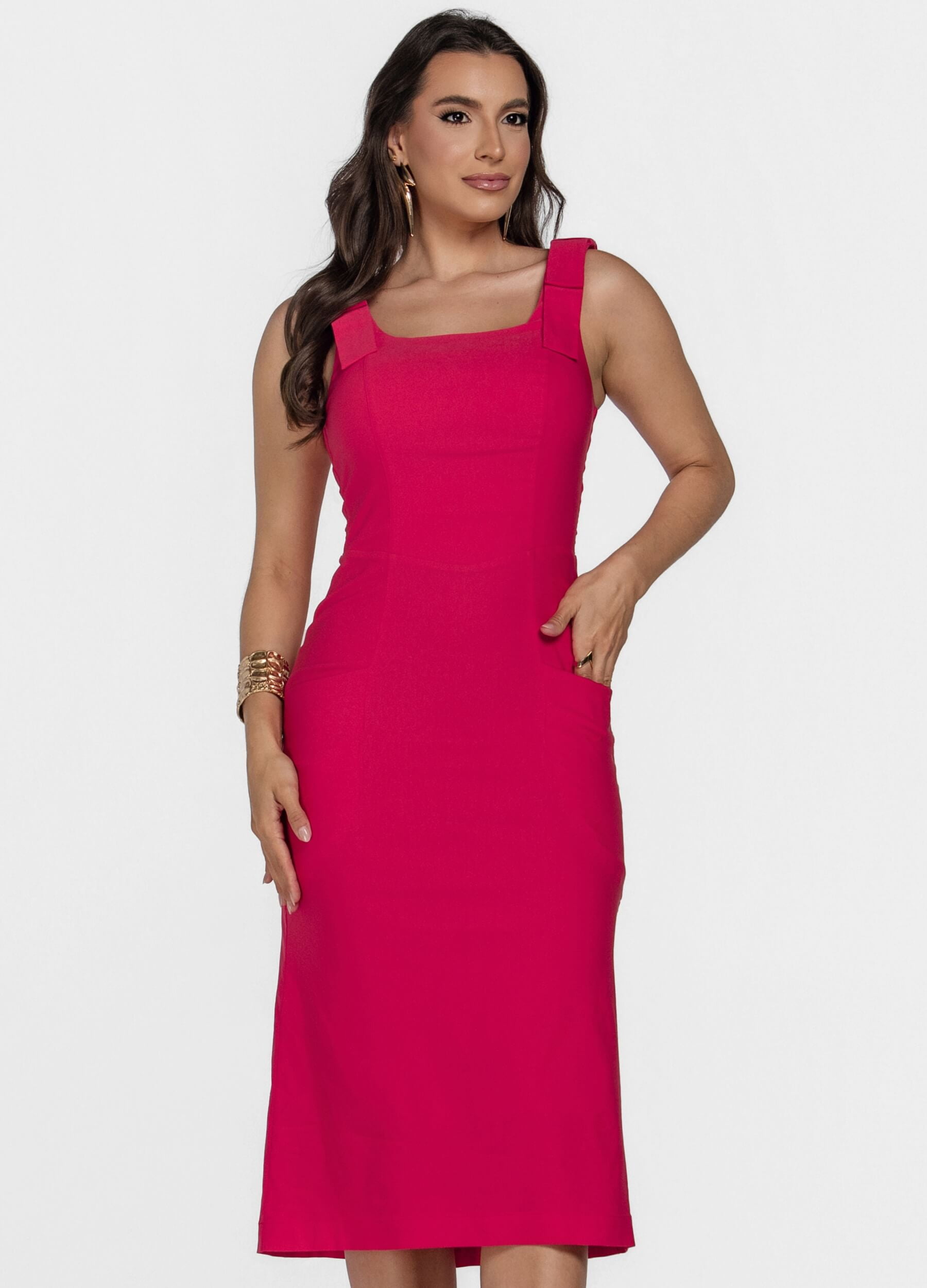 VESTIDO MIDI COM LAÇO NO OMBRO