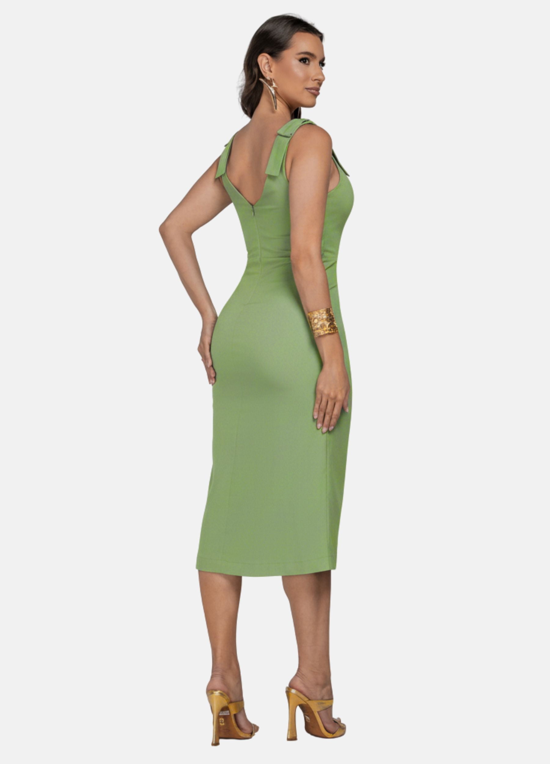 VESTIDO MIDI COM LAÇO NO OMBRO