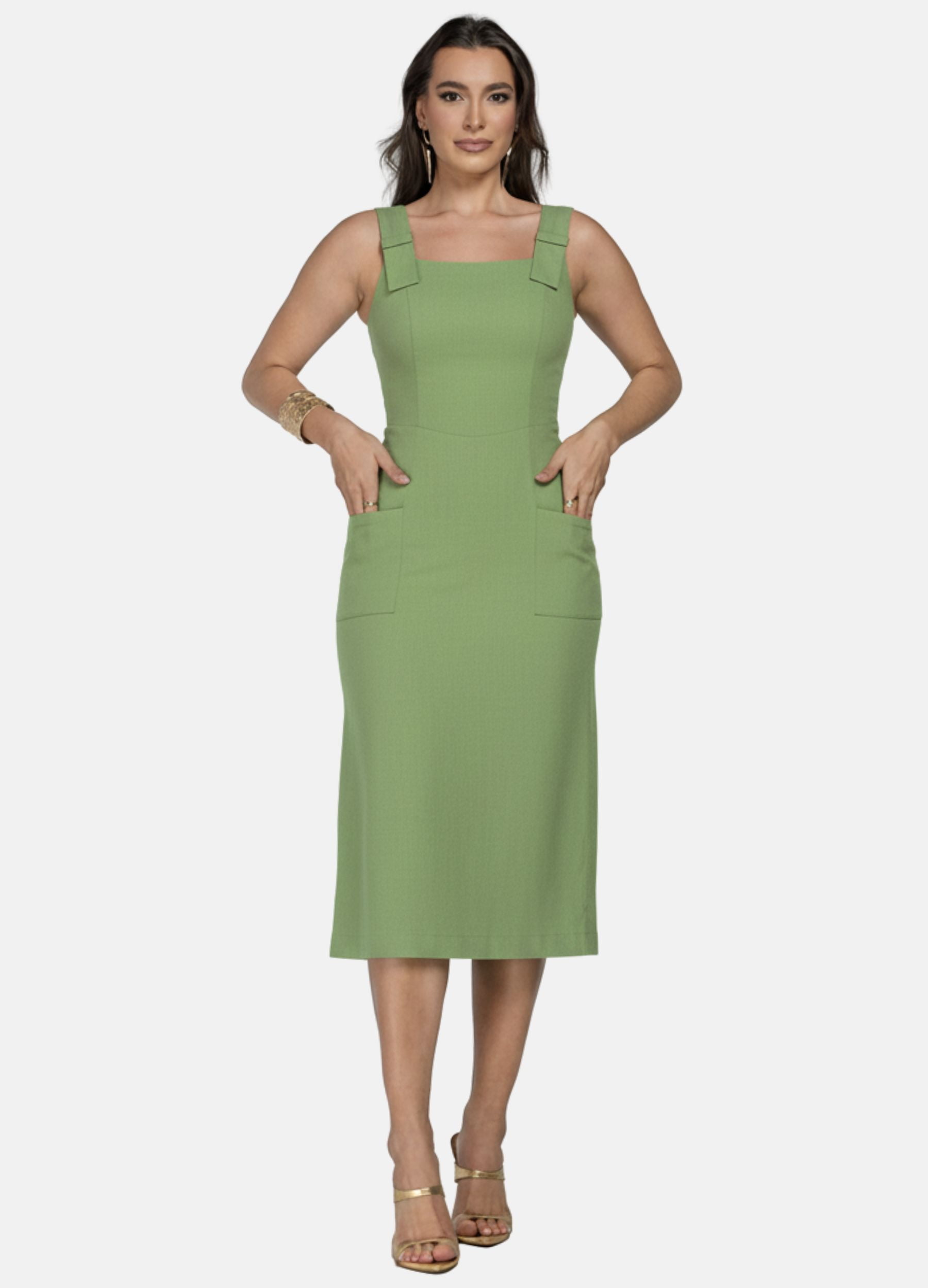 VESTIDO MIDI COM LAÇO NO OMBRO