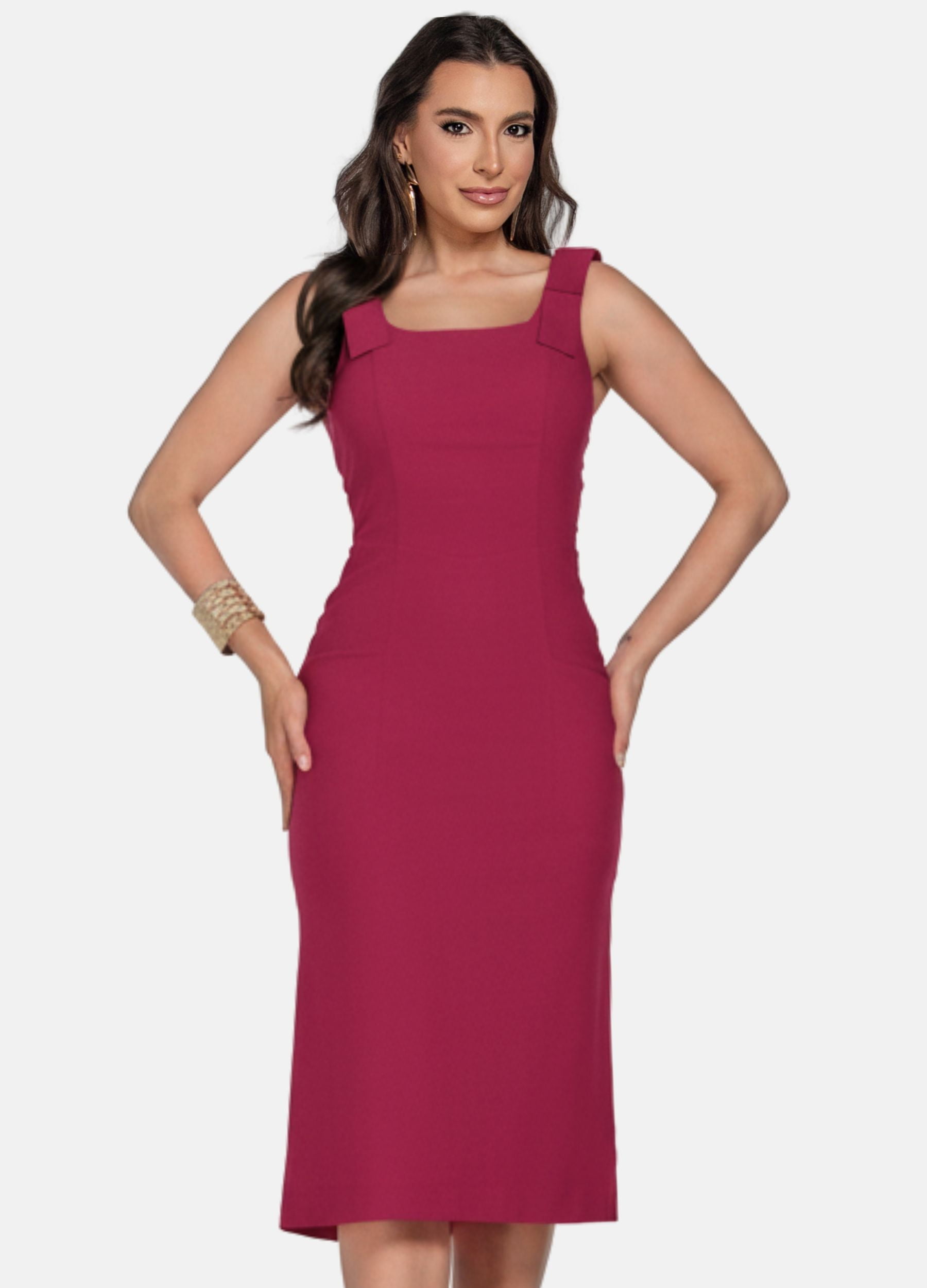 VESTIDO MIDI COM LAÇO NO OMBRO