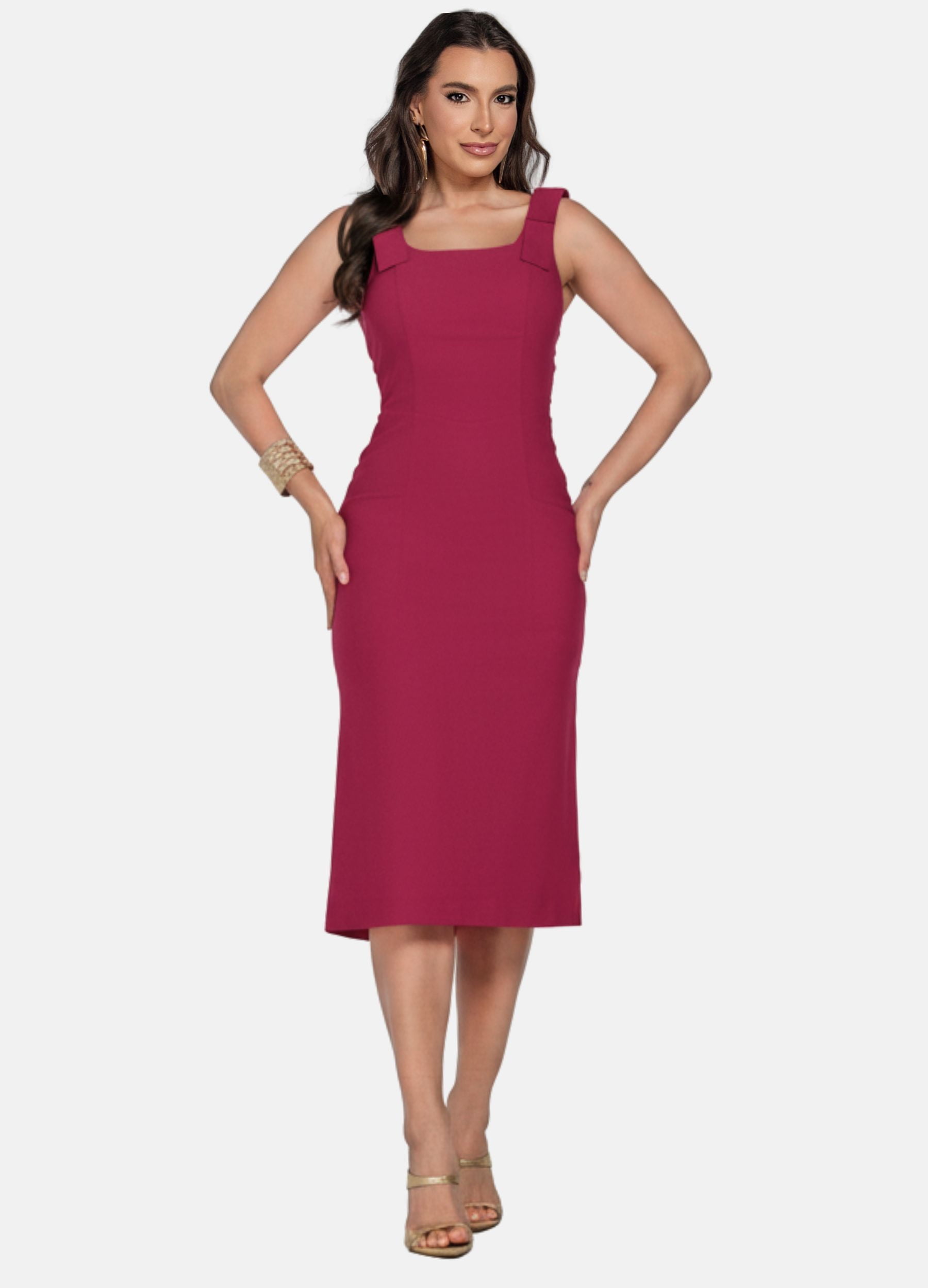 VESTIDO MIDI COM LAÇO NO OMBRO