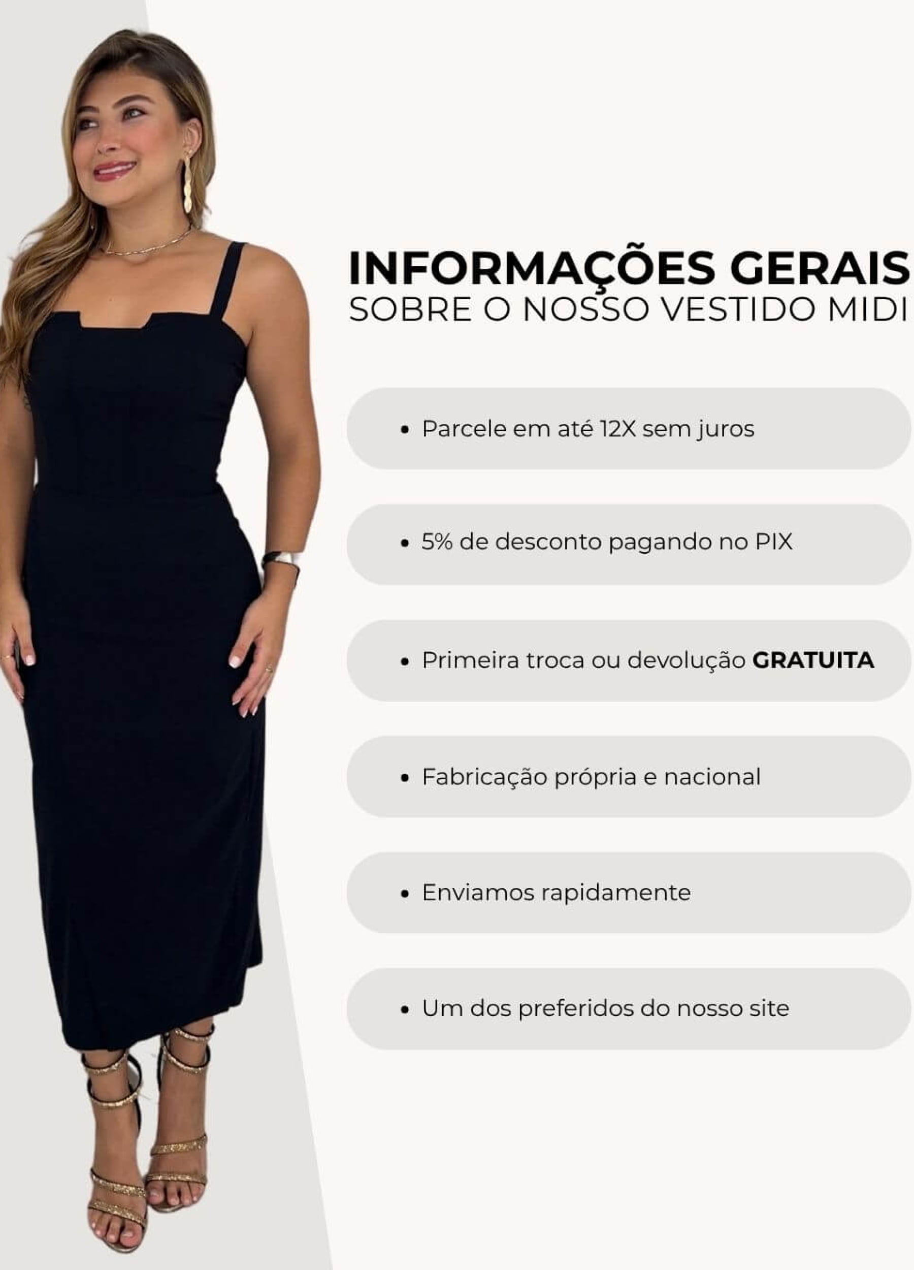 VESTIDO MIDI COM RECORTES E SAIA ENVELOPE 