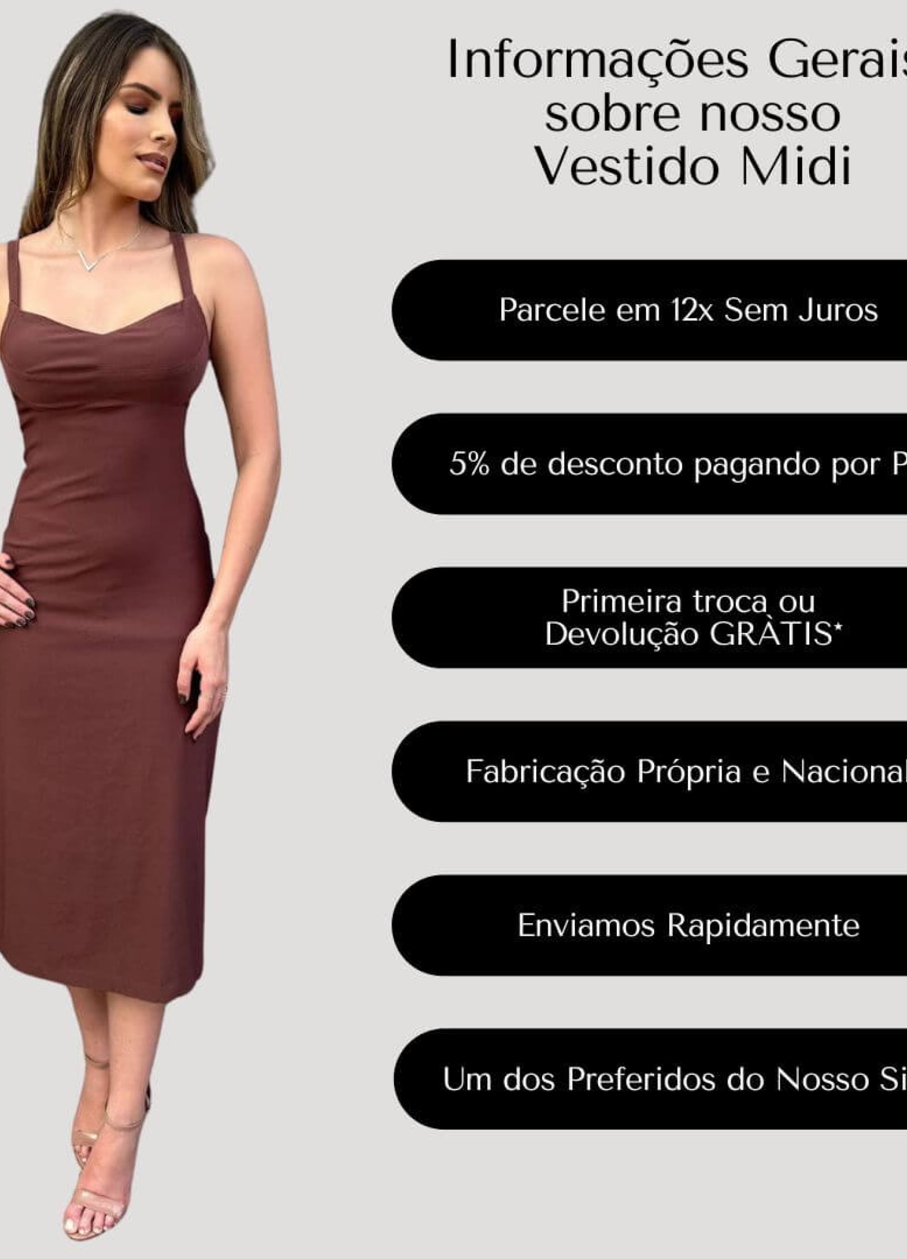 VESTIDO MIDI COM RECORTES NO BUSTO 