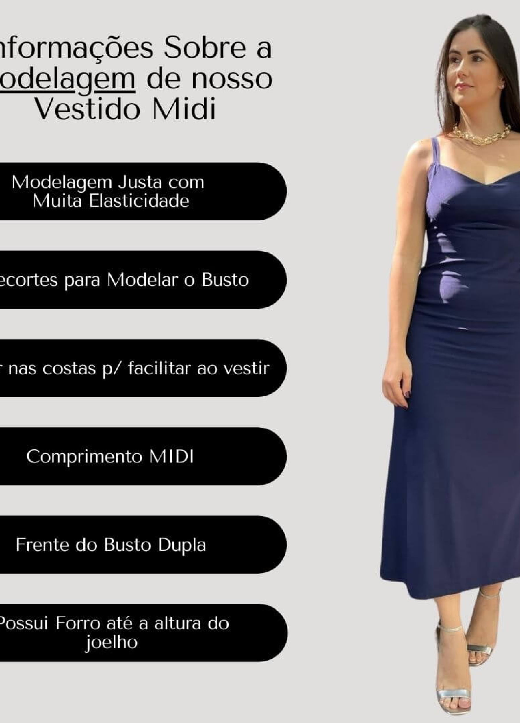 VESTIDO MIDI COM RECORTES NO BUSTO 