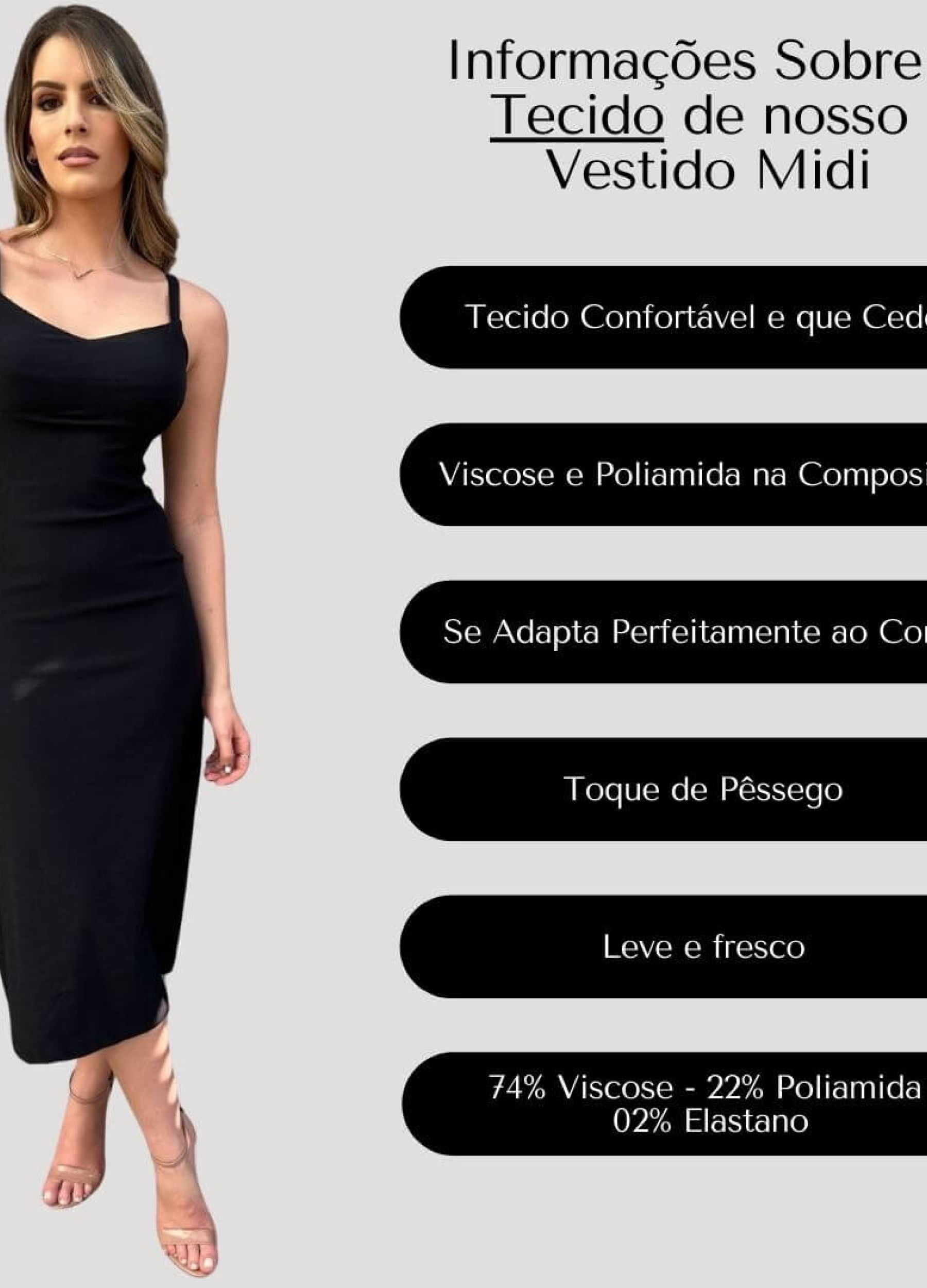 VESTIDO MIDI COM RECORTES NO BUSTO 