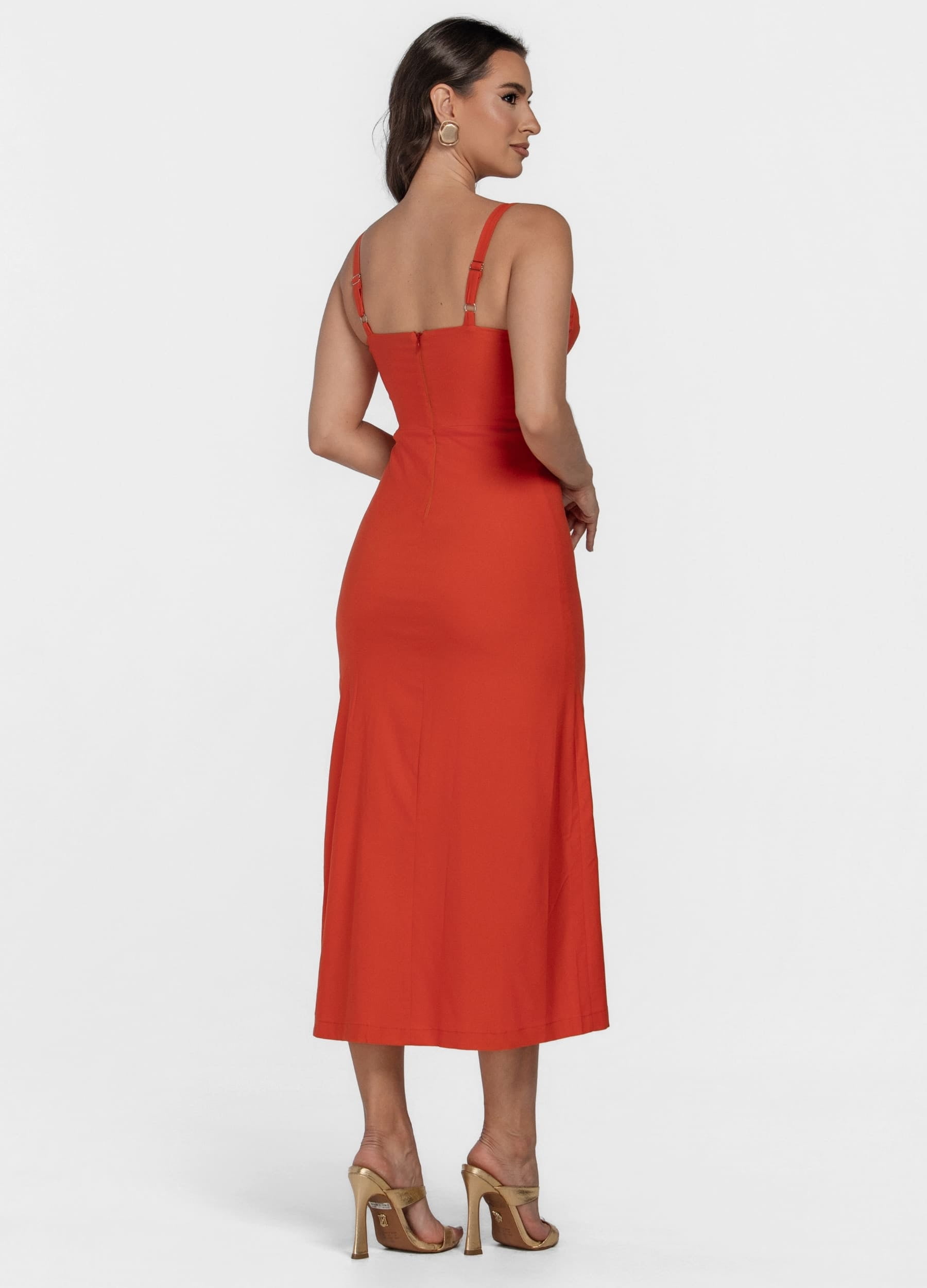 VESTIDO MIDI COM RECORTES NO BUSTO 