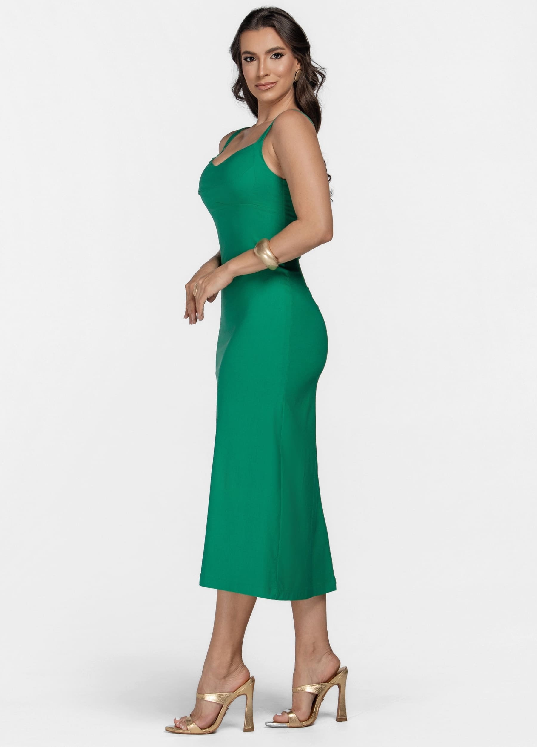 VESTIDO MIDI COM RECORTES NO BUSTO 
