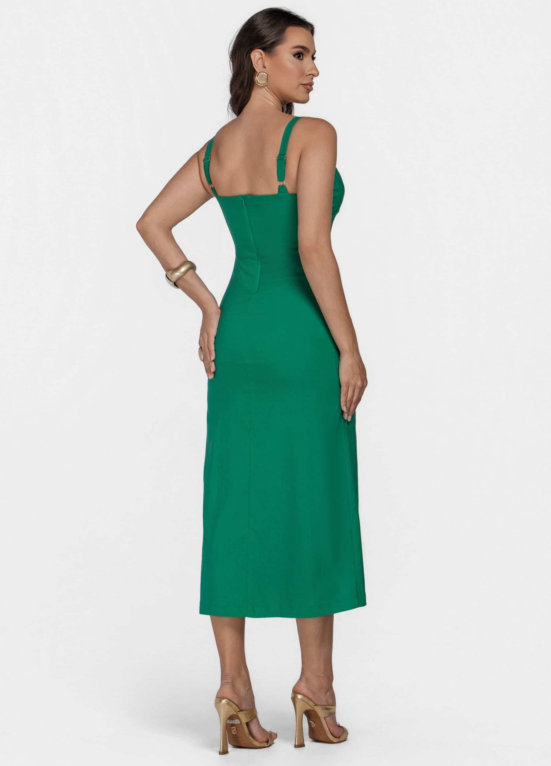VESTIDO MIDI COM RECORTES NO BUSTO 