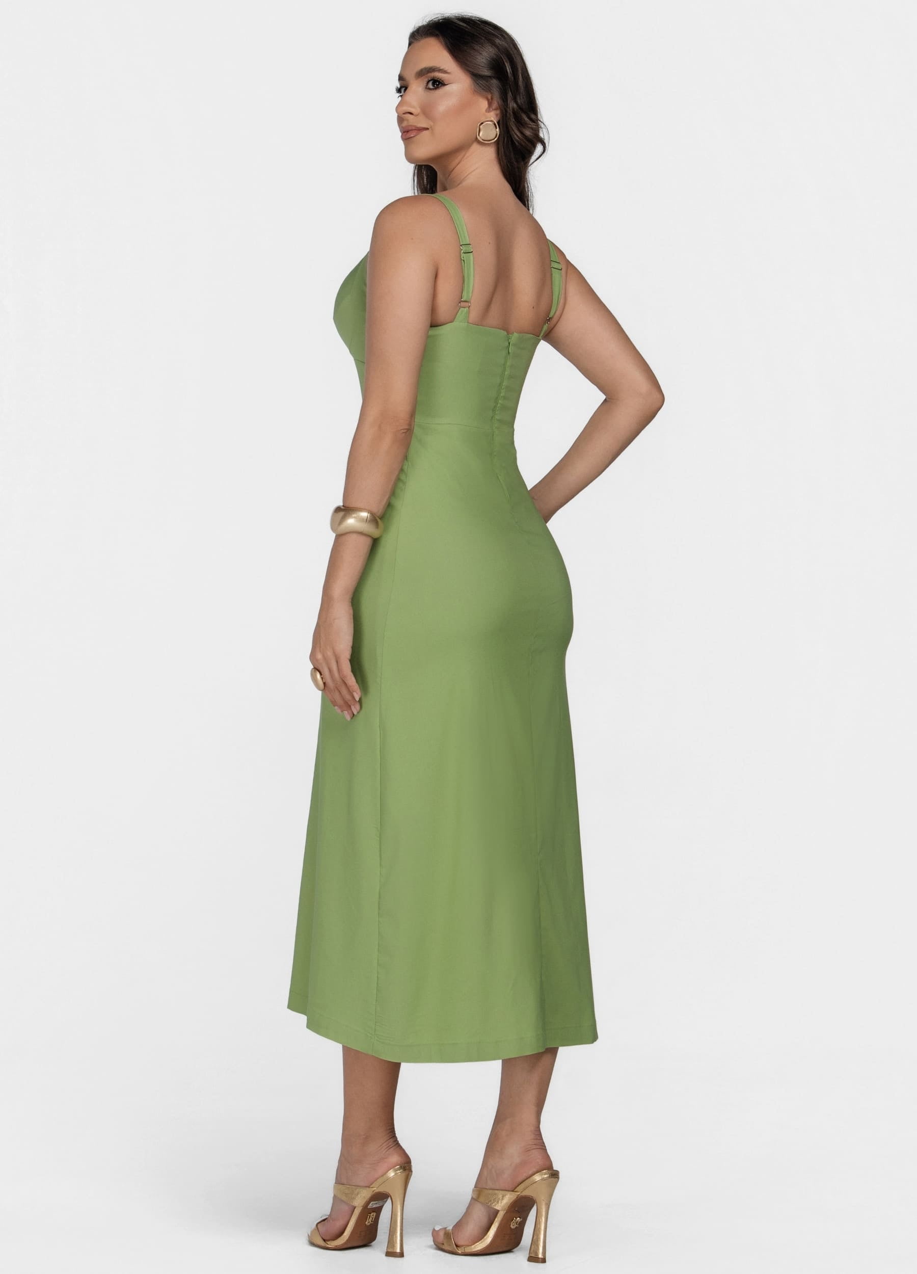 VESTIDO MIDI COM RECORTES NO BUSTO 