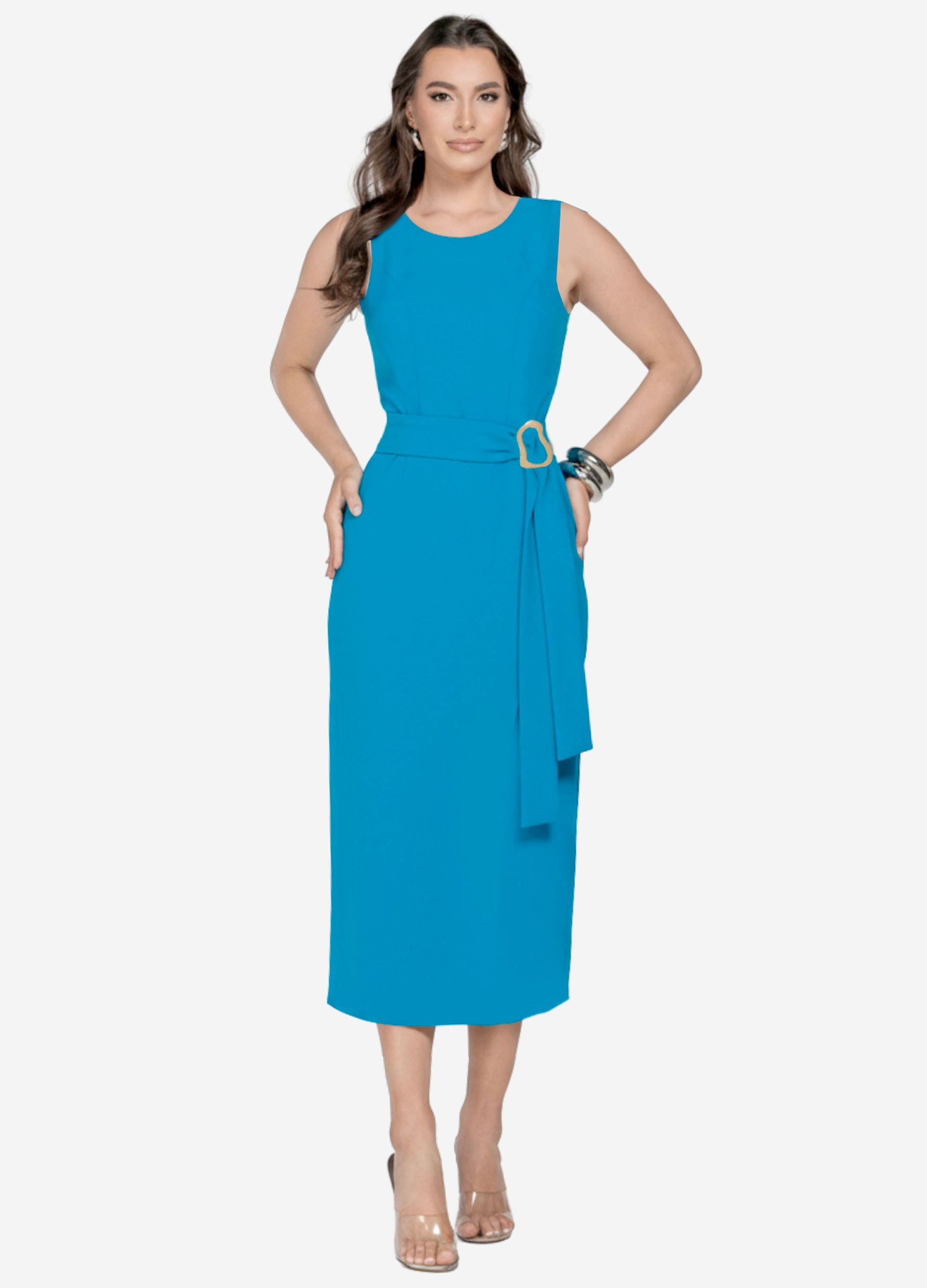 VESTIDO MIDI FLAVIA COM FIVELA