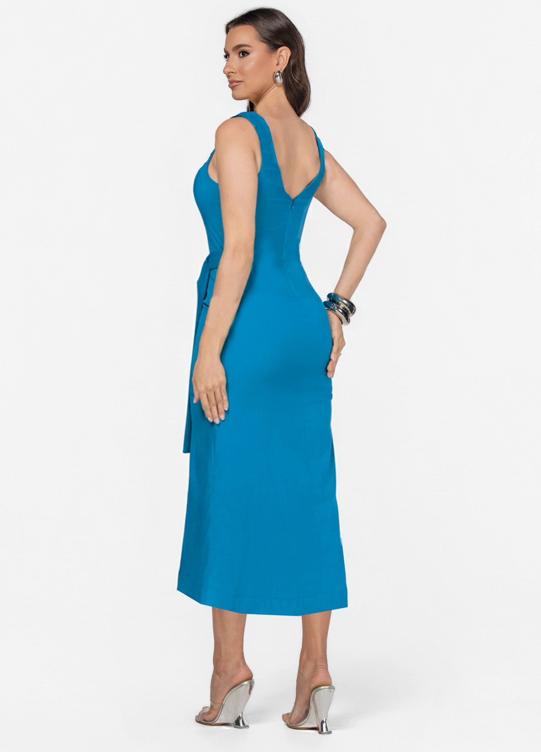 VESTIDO MIDI FLAVIA COM FIVELA