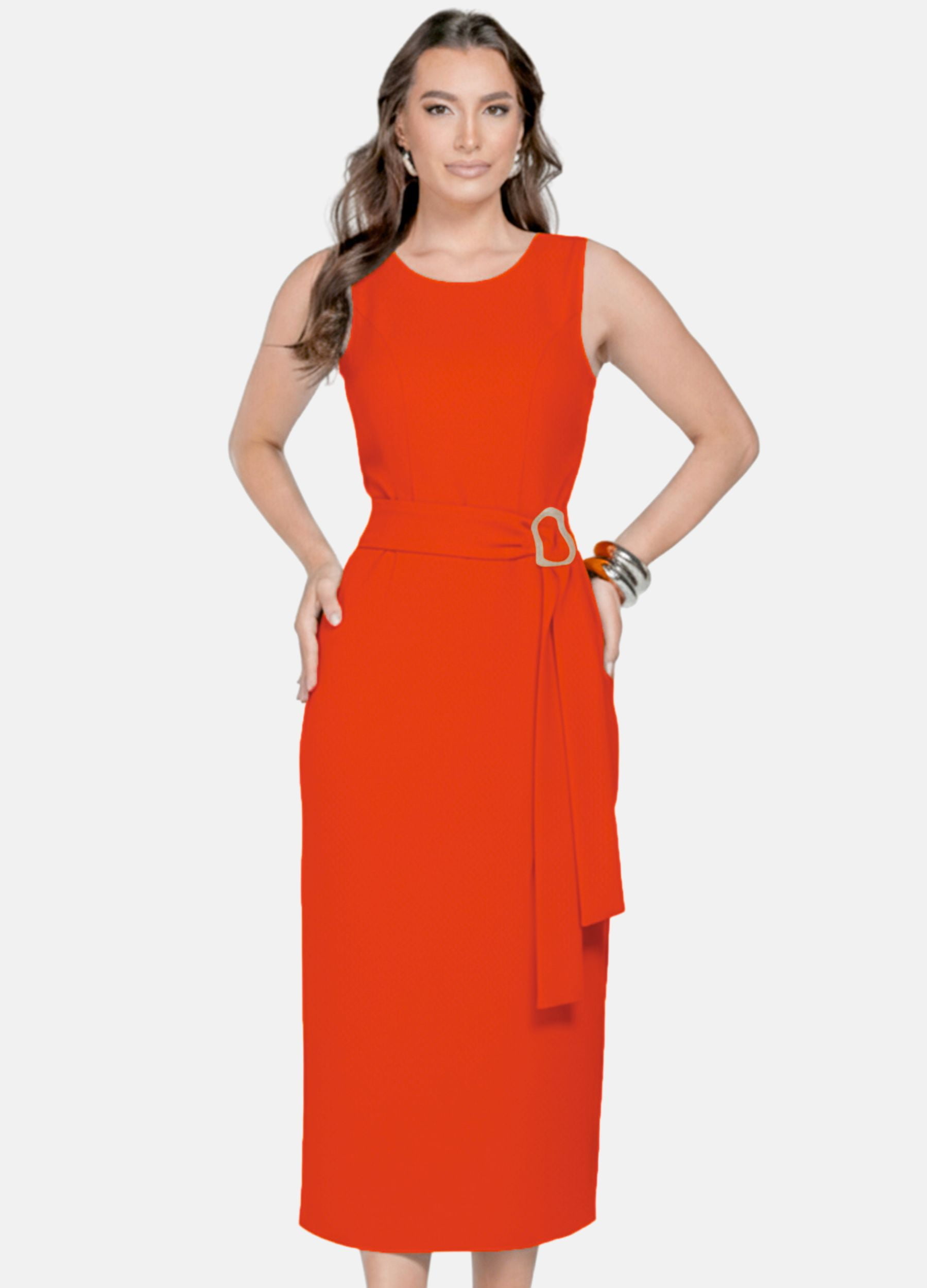 VESTIDO MIDI FLAVIA COM FIVELA