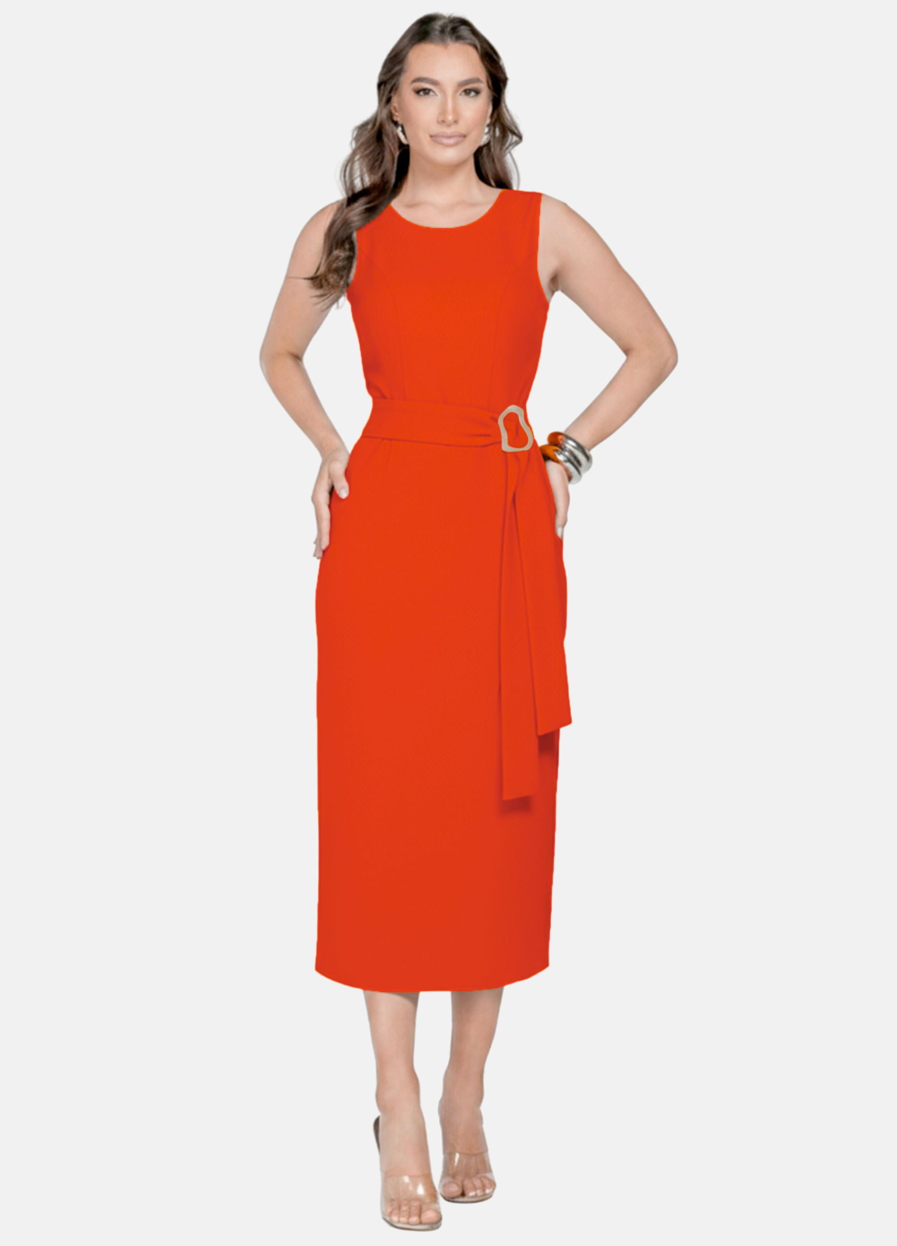 VESTIDO MIDI FLAVIA COM FIVELA