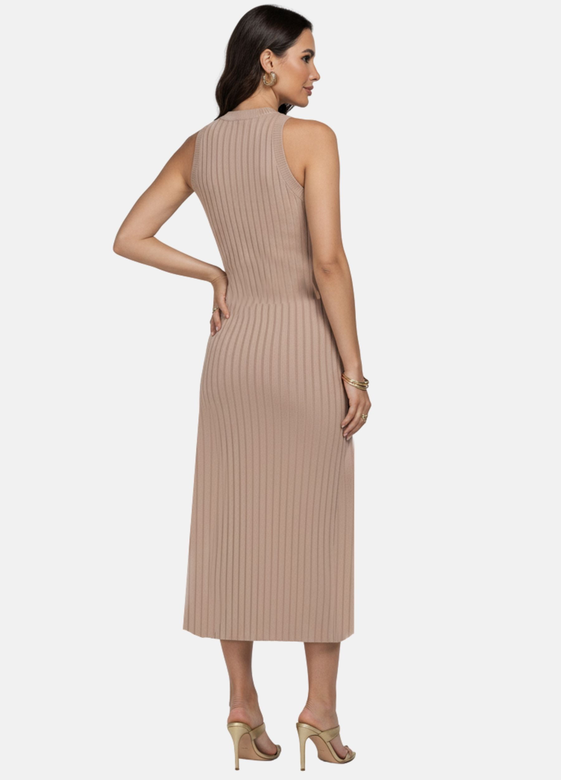 VESTIDO MIDI FLORENÇA CANELADO 