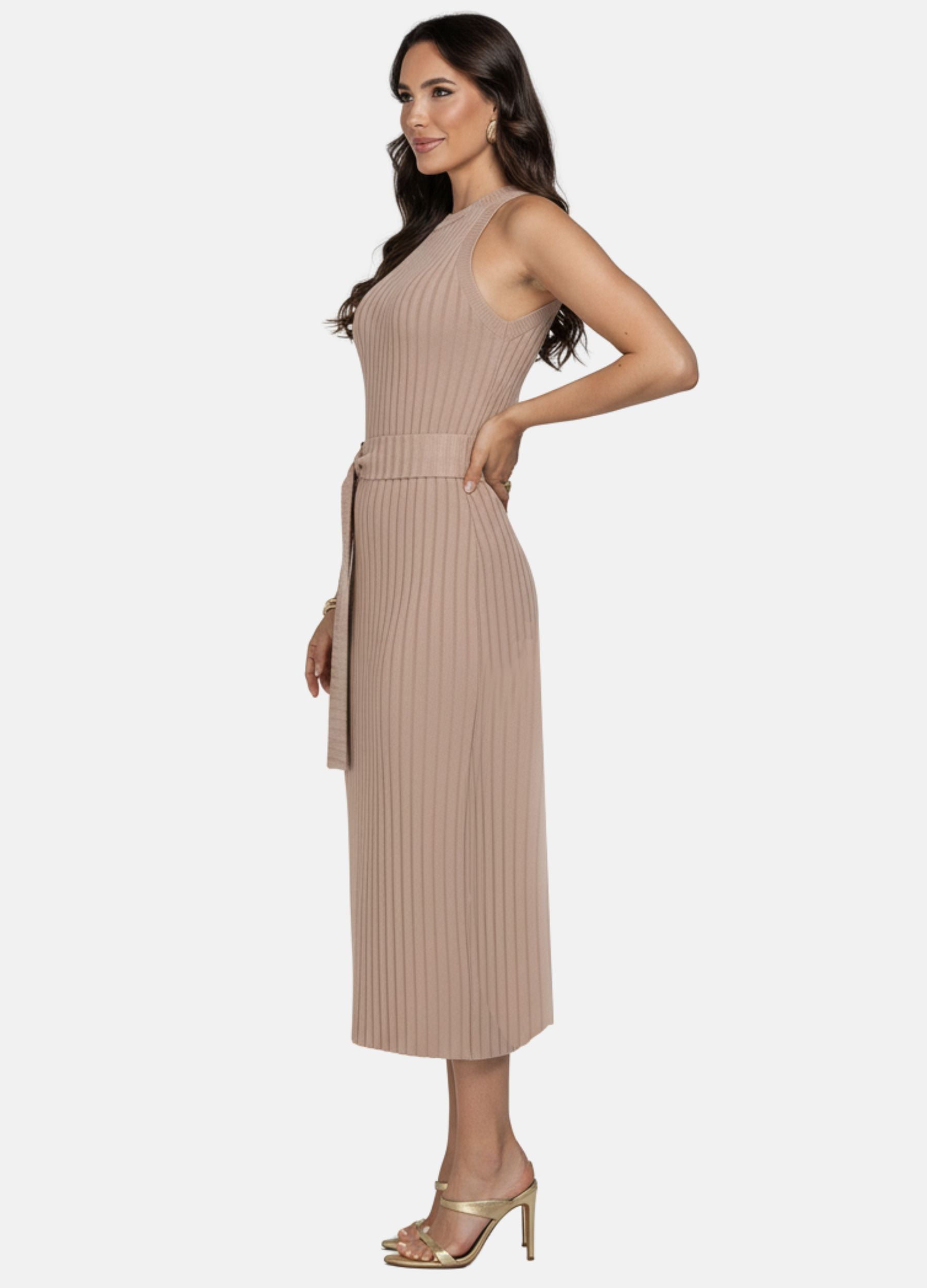 VESTIDO MIDI FLORENÇA CANELADO 