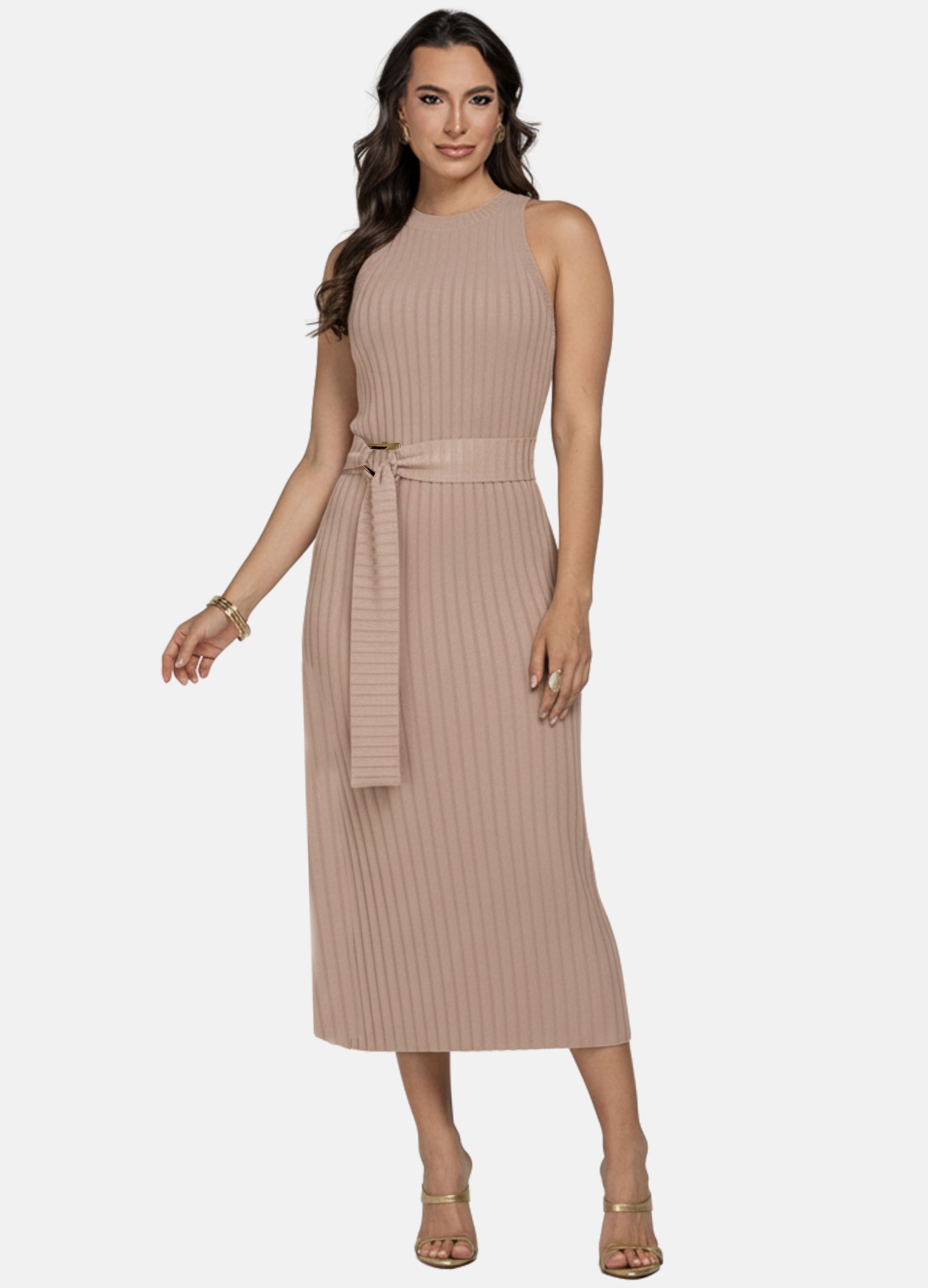 VESTIDO MIDI FLORENÇA CANELADO 