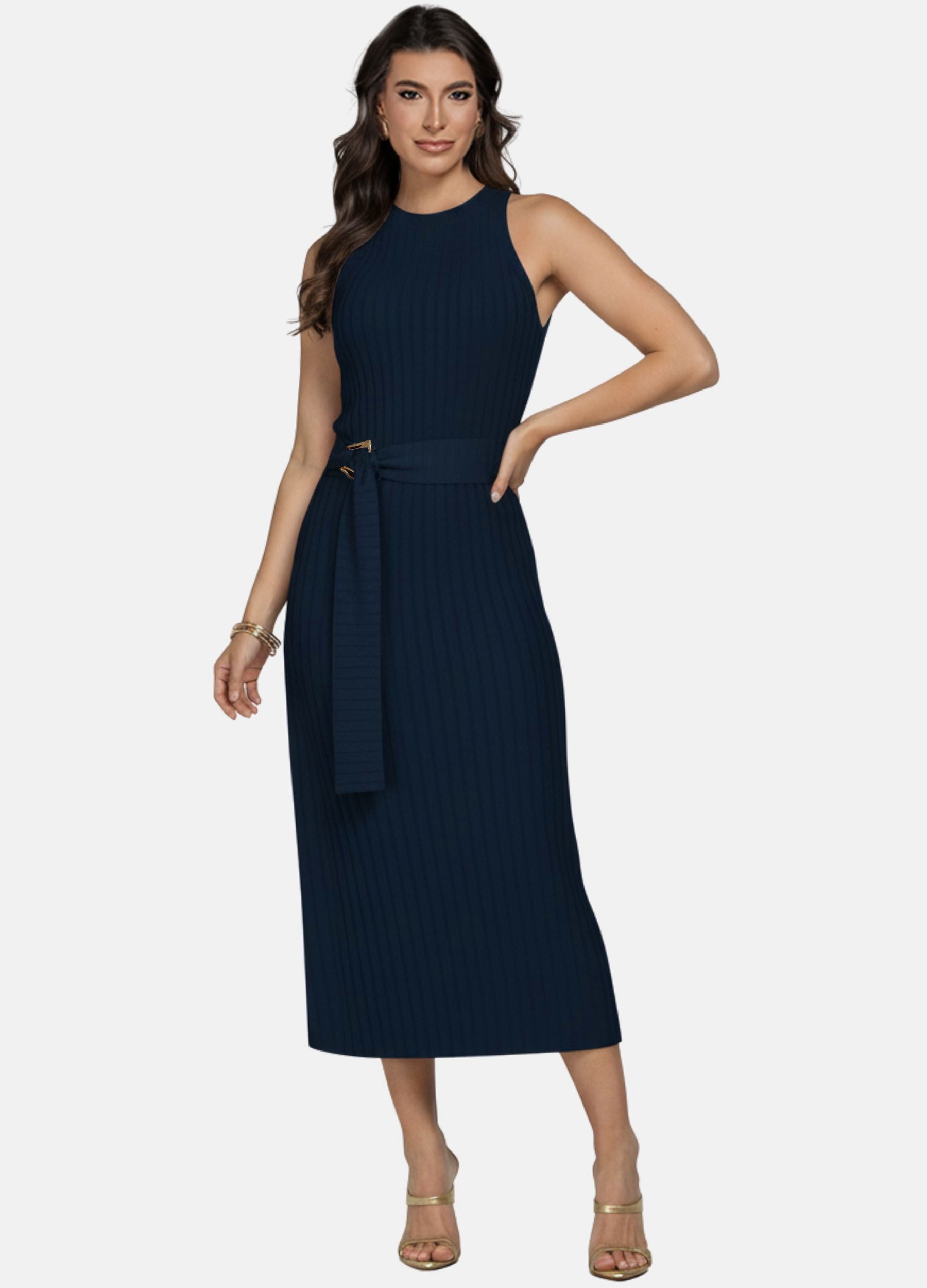 VESTIDO MIDI FLORENÇA CANELADO 