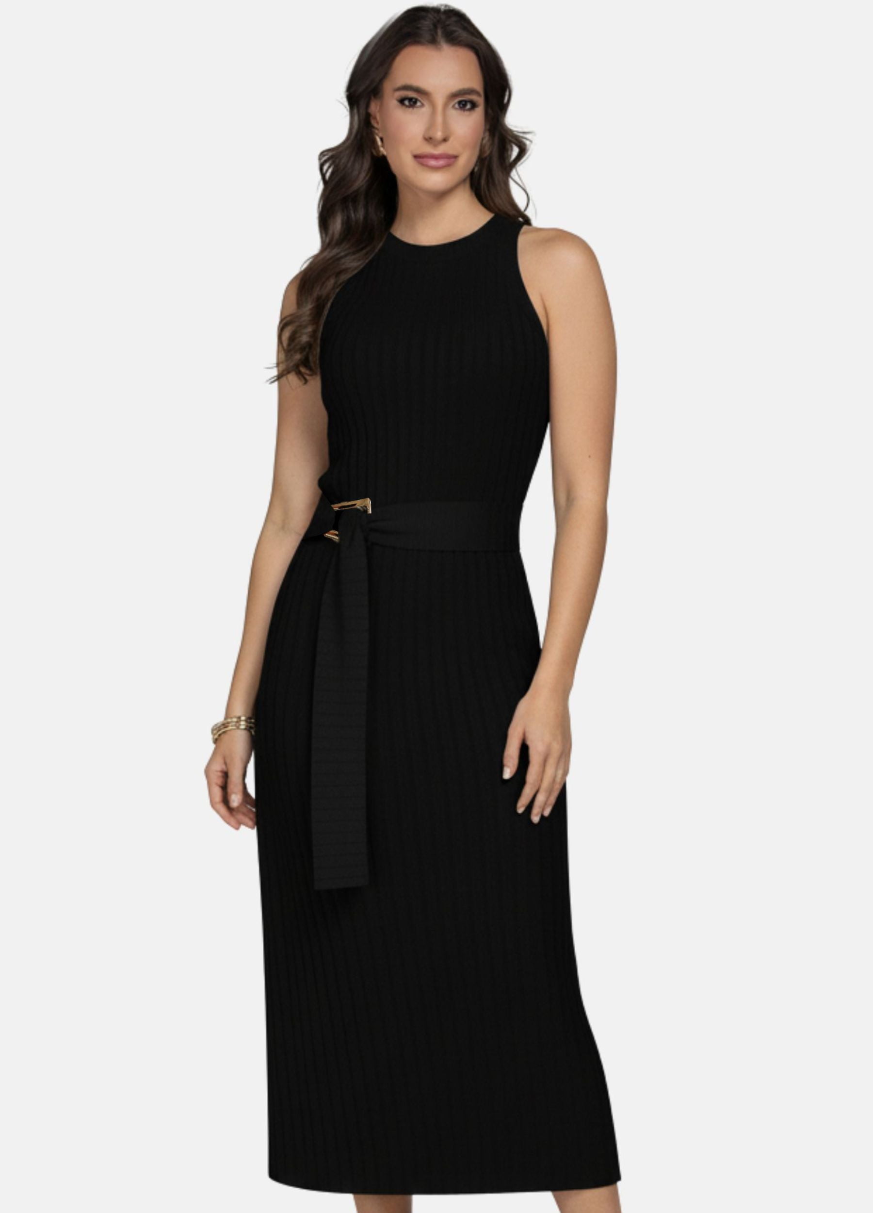 VESTIDO MIDI FLORENÇA CANELADO 