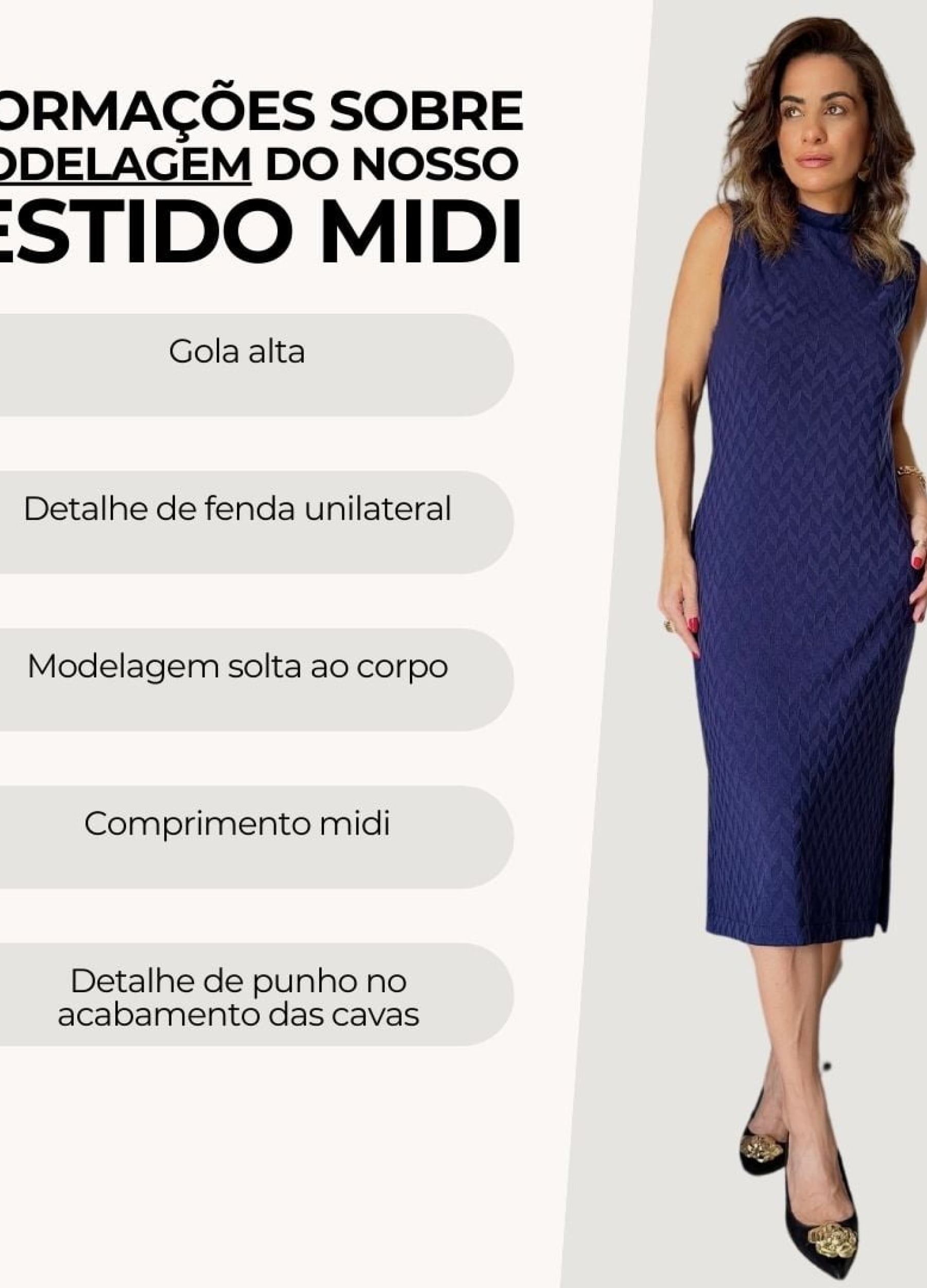 VESTIDO MIDI GOLA ALTA 