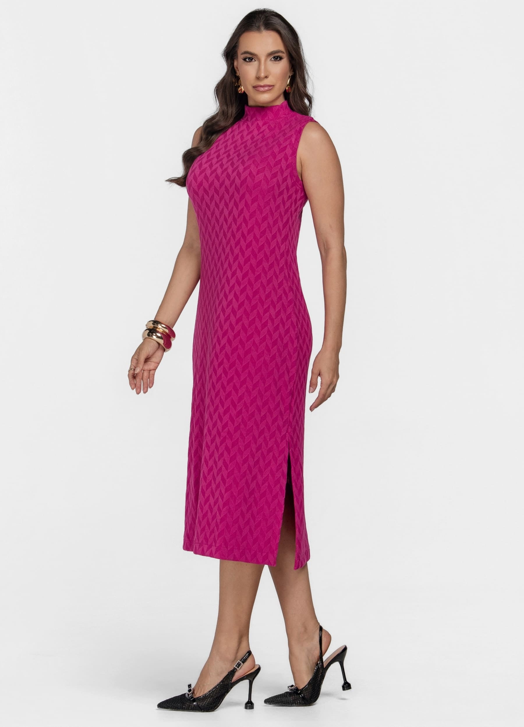 VESTIDO MIDI GOLA ALTA 