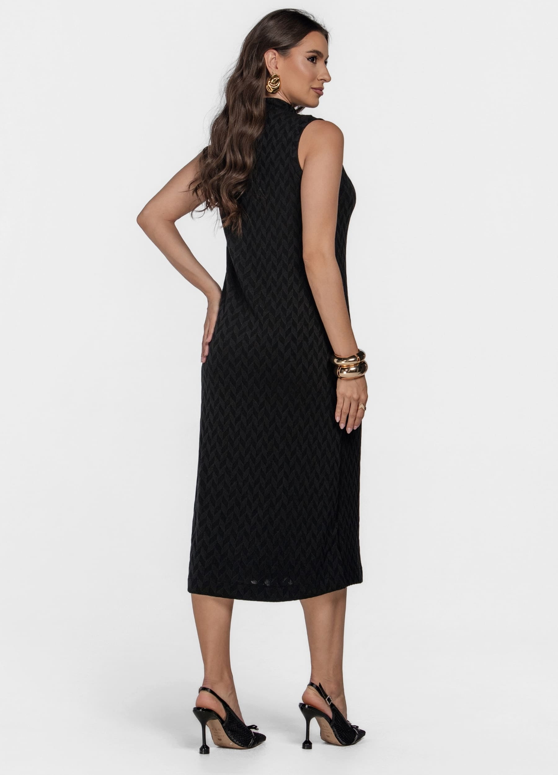 VESTIDO MIDI GOLA ALTA 
