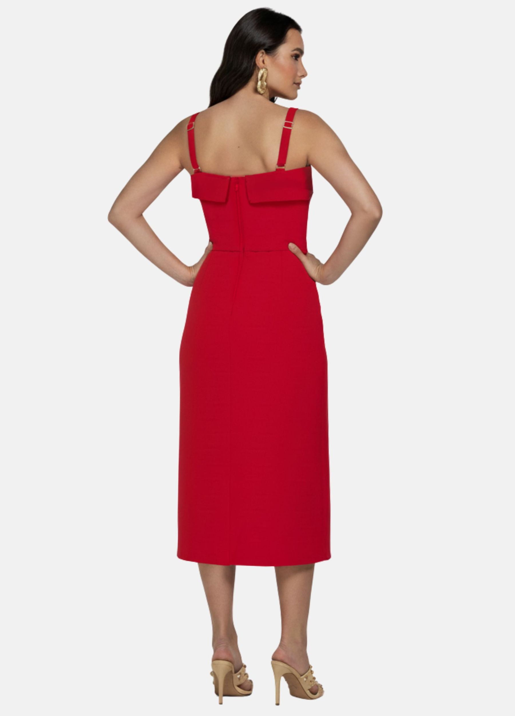 VESTIDO MIDI LAURA C/ PALA E FIVELA