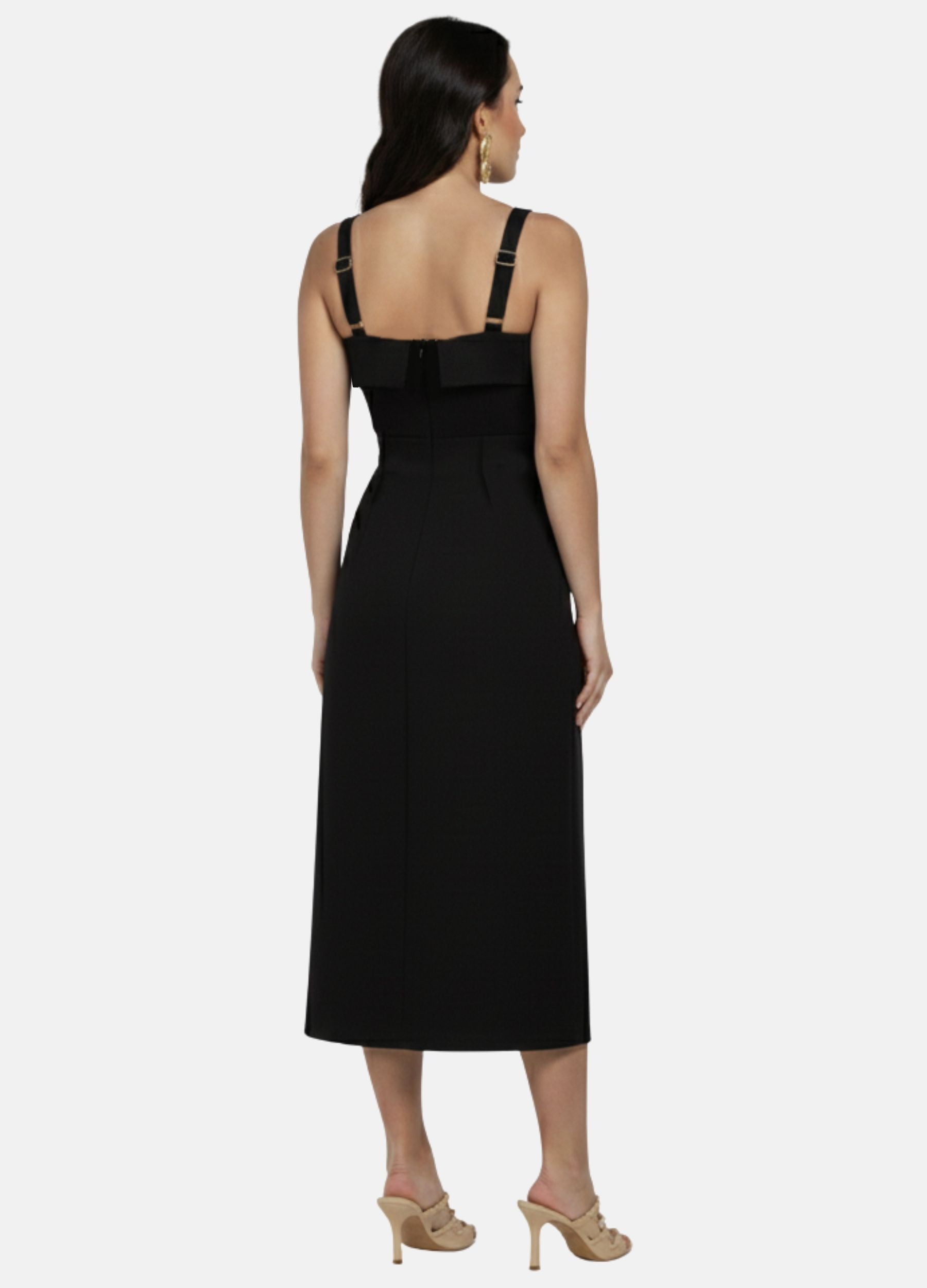 VESTIDO MIDI LAURA C/ PALA E FIVELA