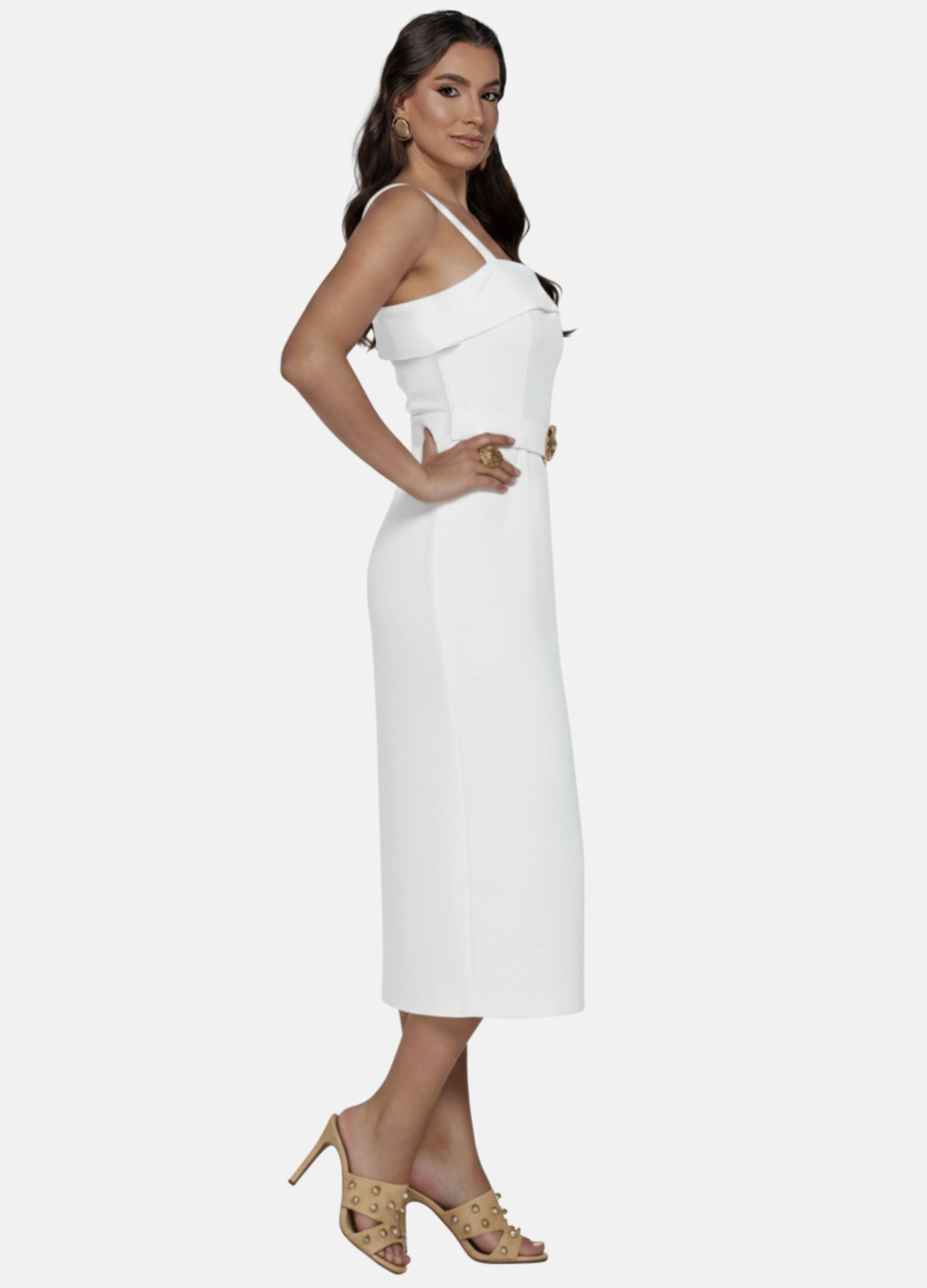 VESTIDO MIDI LAURA C/ PALA E FIVELA