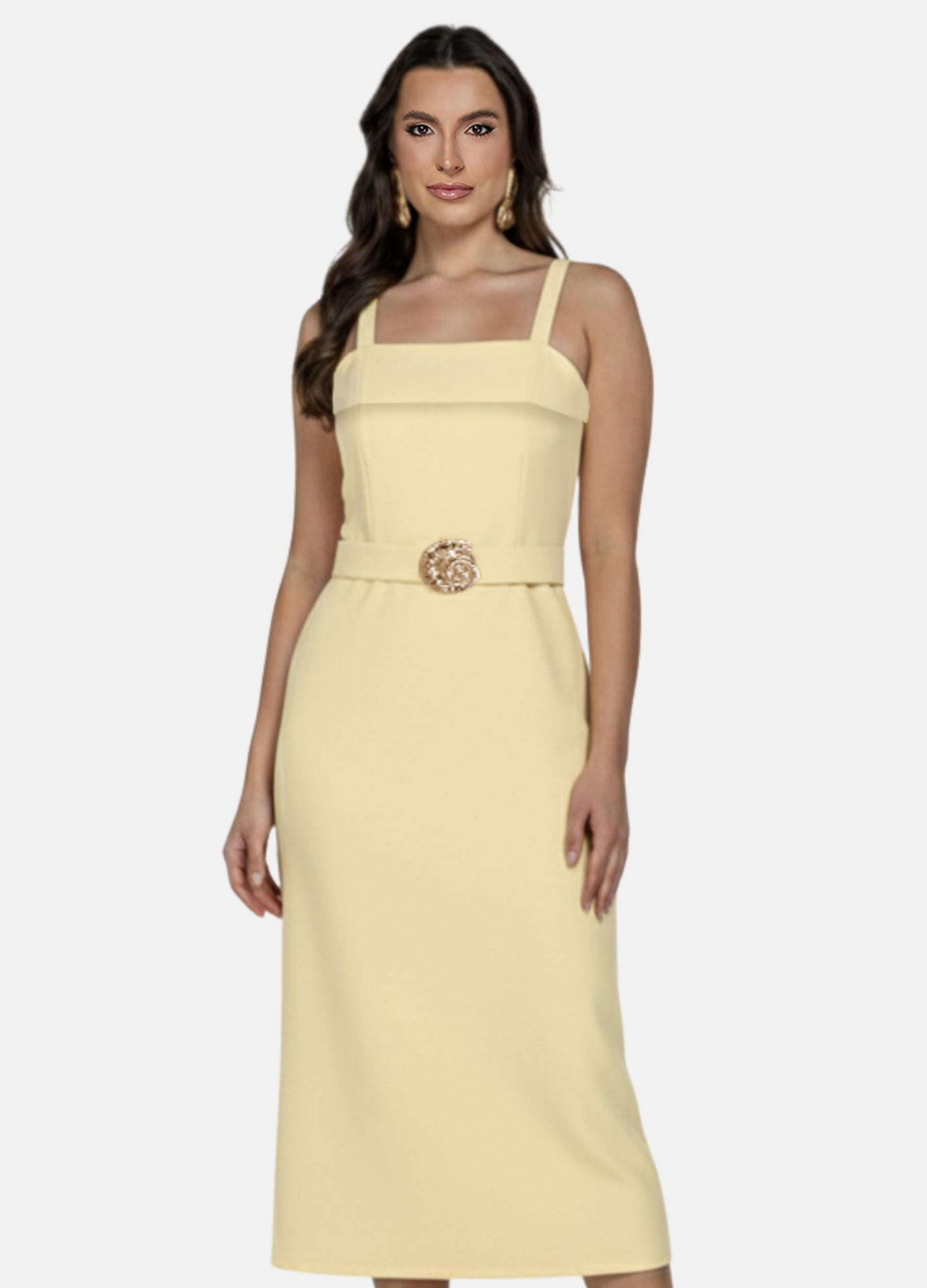 VESTIDO MIDI LAURA C/ PALA E FIVELA